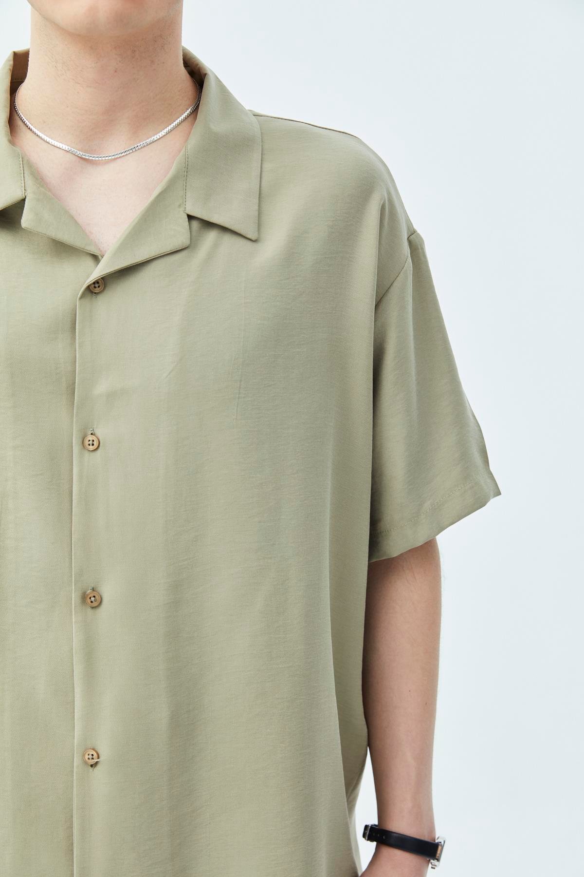 Basıc Oversize Keten Takım Haki