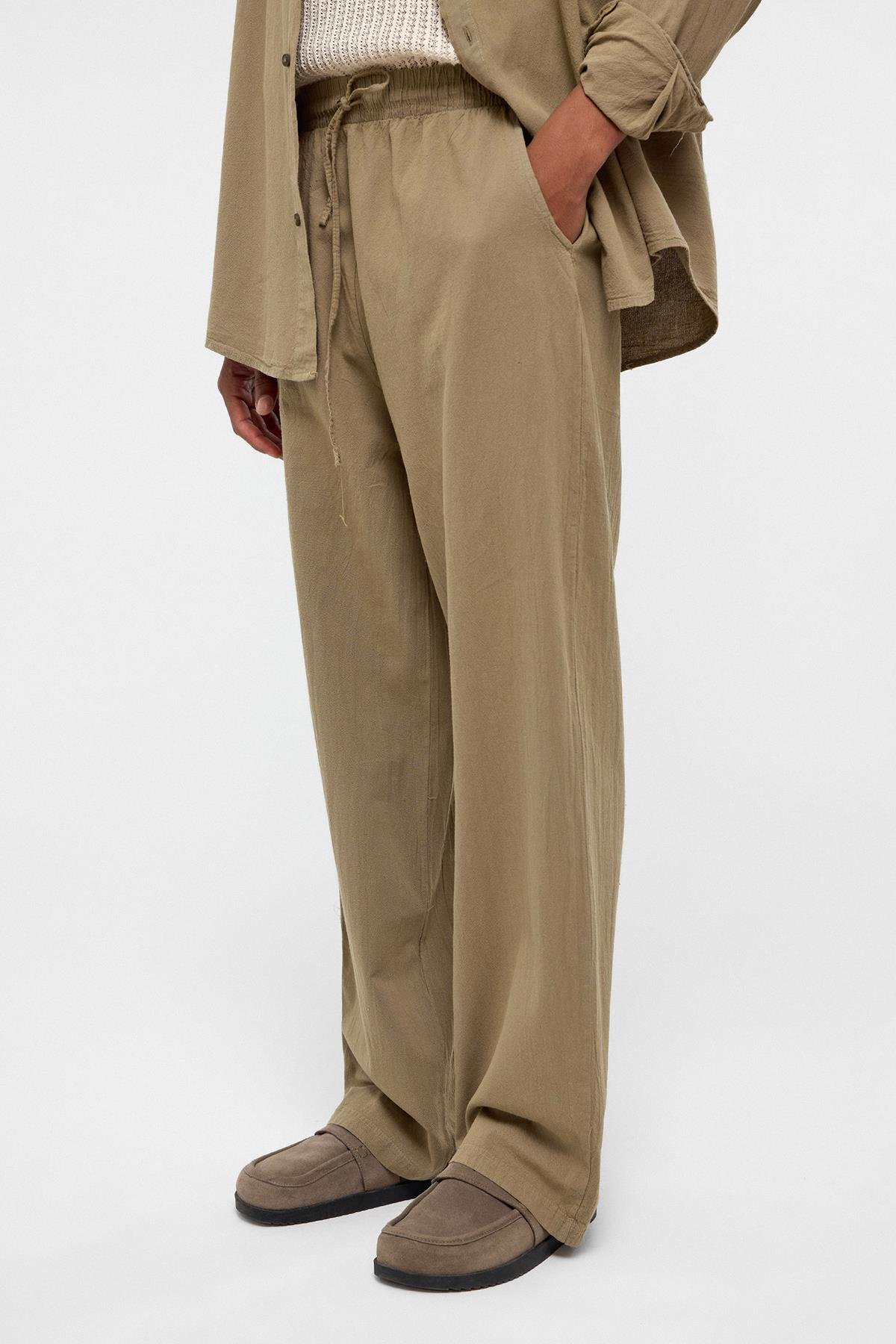 Basic Oversize Keten Takım Haki