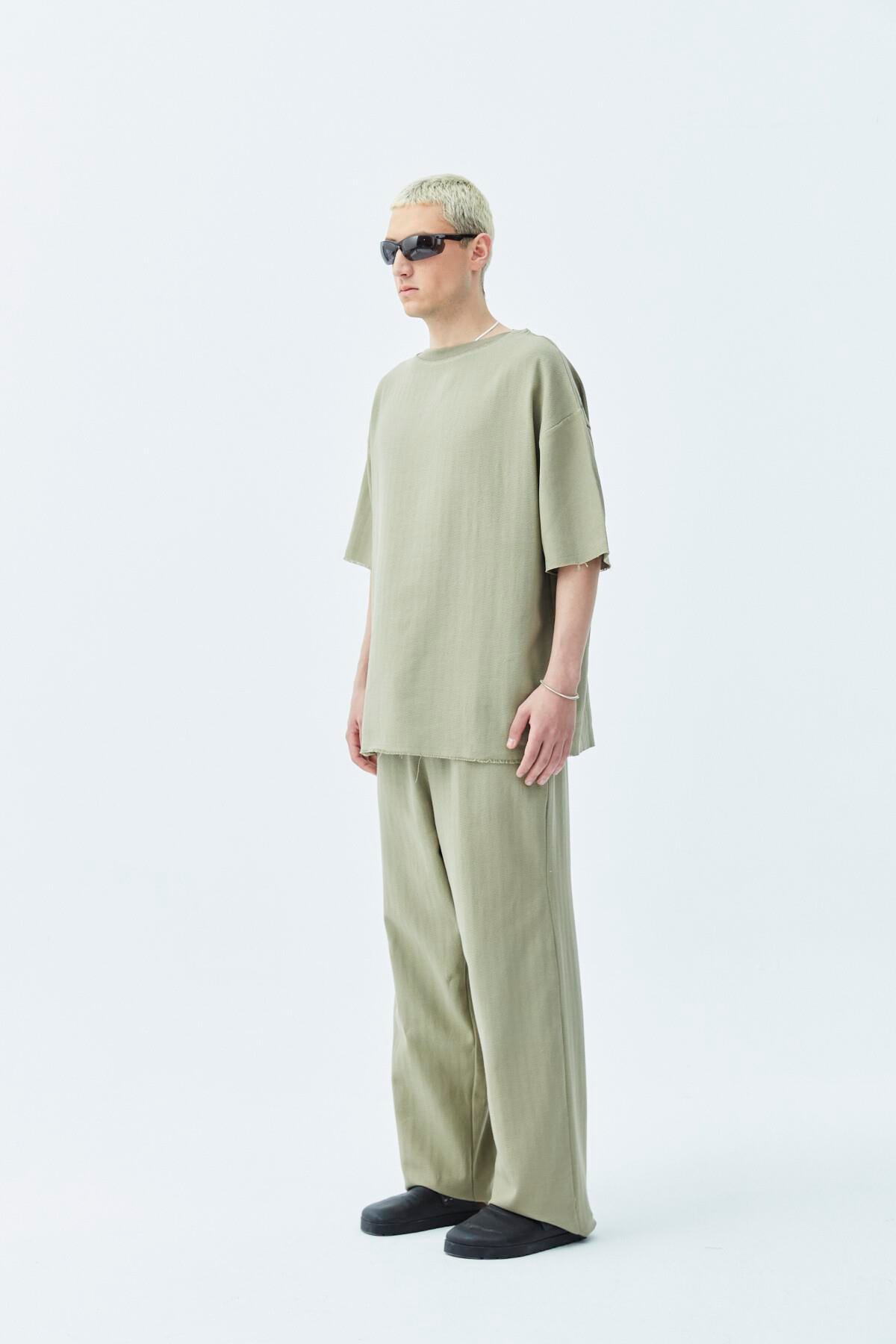 Basıc Oversize Keten Takım Haki