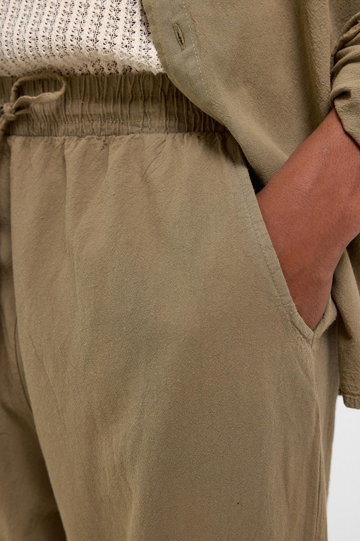 Basic Oversize Keten Takım Haki