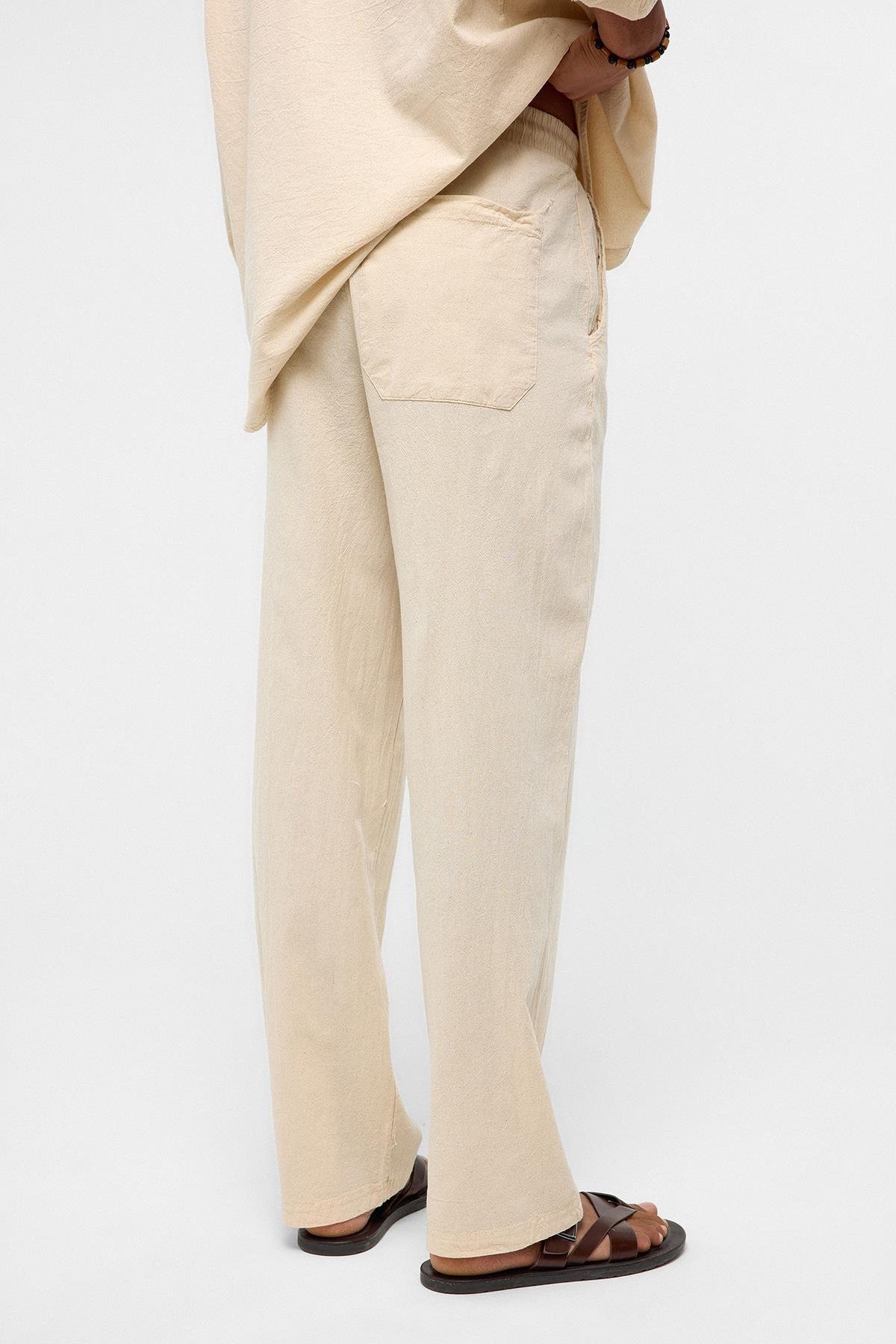 Basic Oversize Keten Takım Naturel