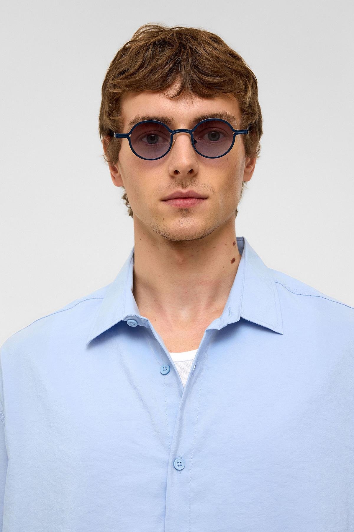 Basic Oversize Kısa Kollu Modal  Gömlek Bebe Mavi