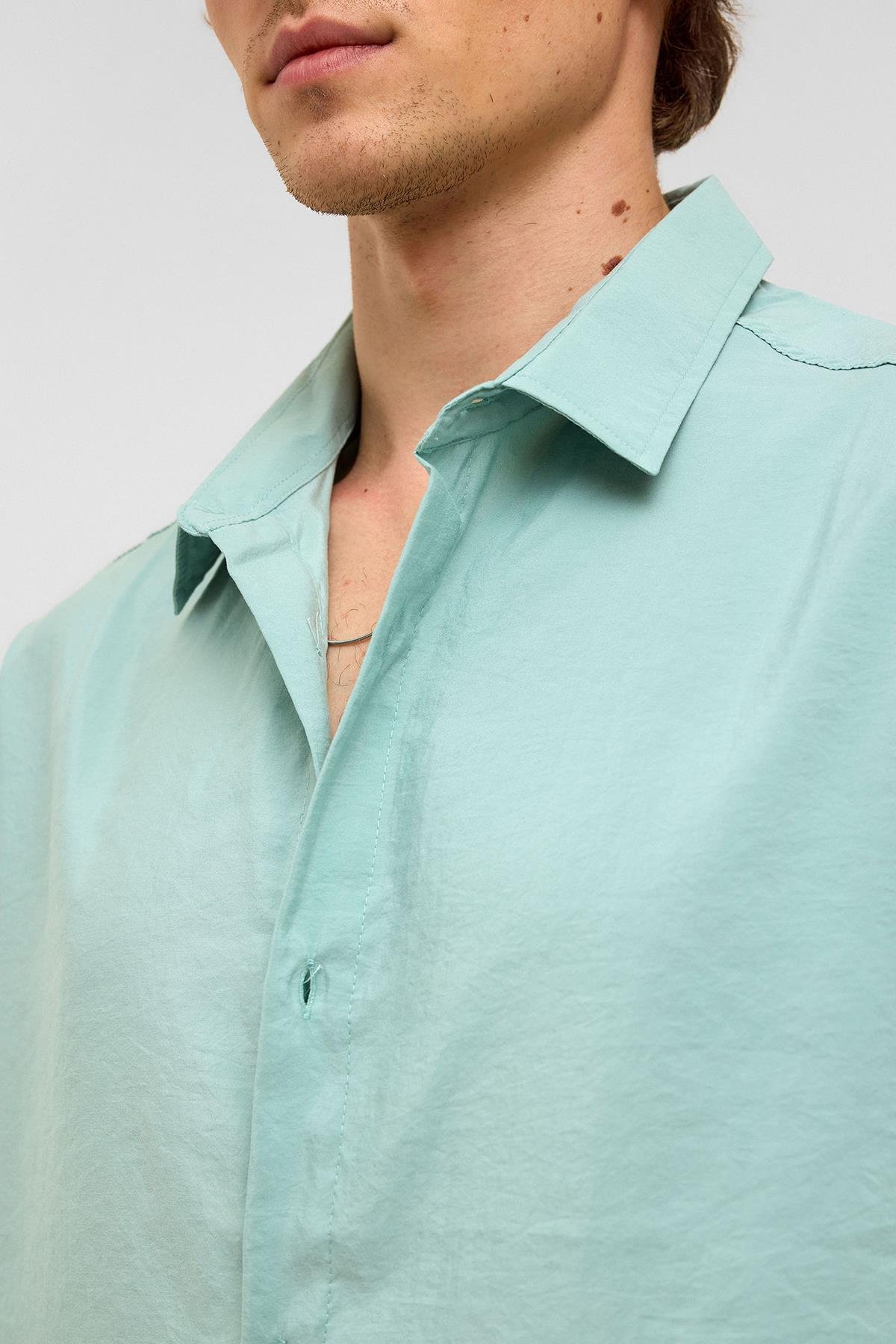 Basic Oversize Kısa Kollu Modal  Gömlek Turkuaz