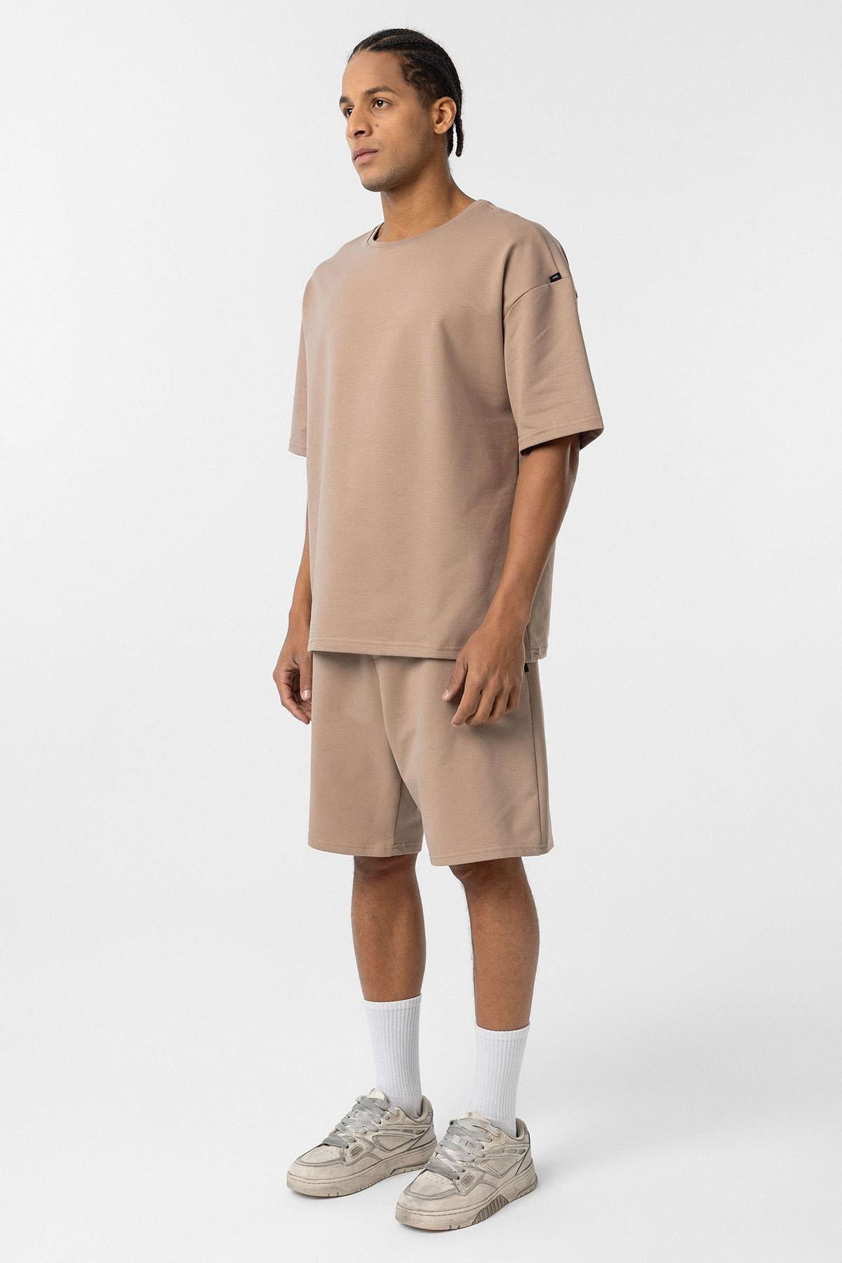 Basic Oversize Şort Takım Vizon