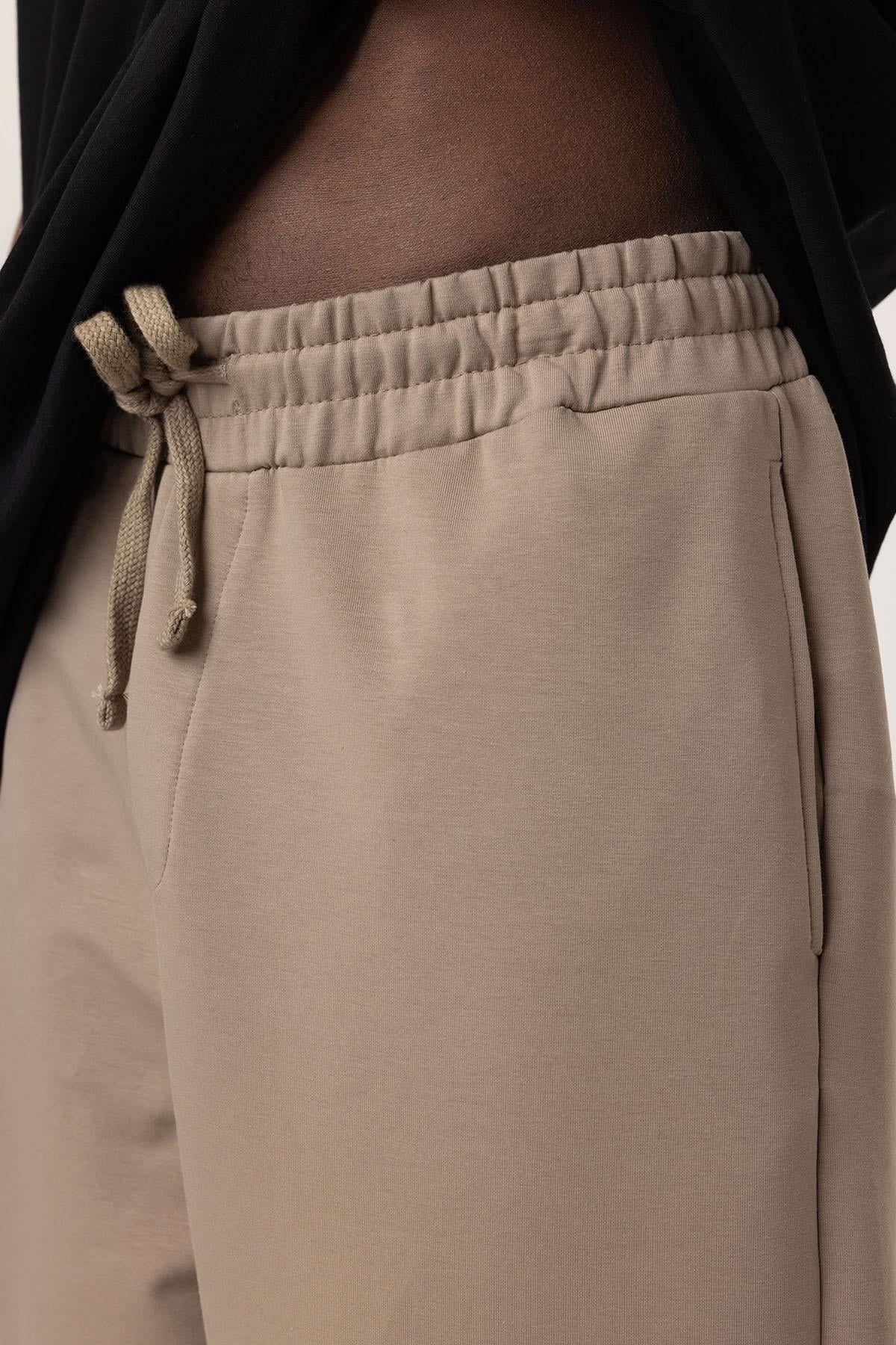 Basıc Paça Lastikli Oversize Eşofman Alt Vizon