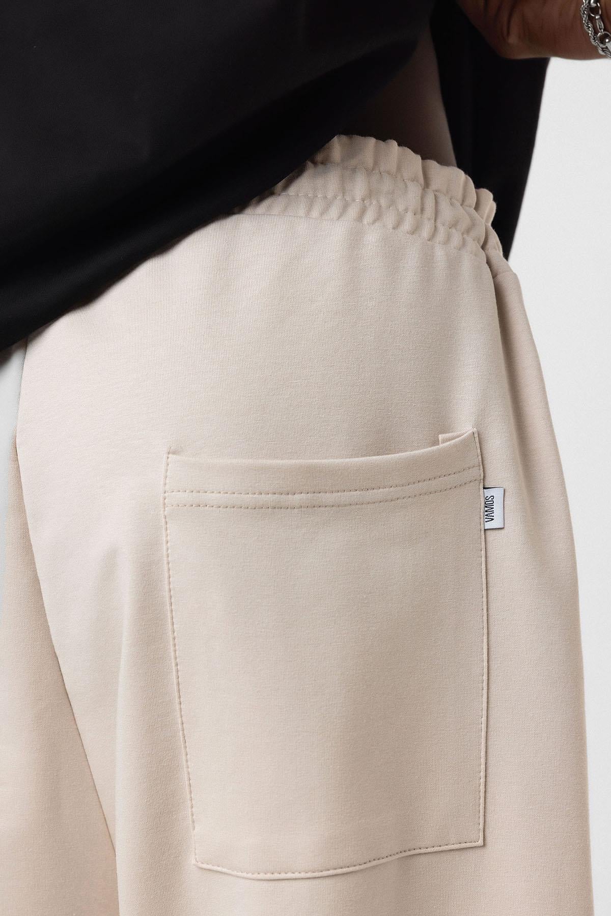 Basıc Paça Lastikli Oversize Eşofman Alt Bej