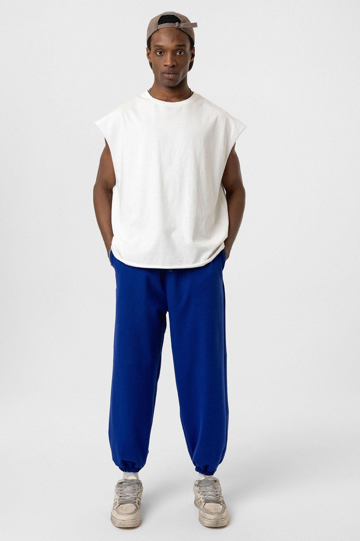 Basıc Paça Lastikli Oversize Eşofman Alt Saks