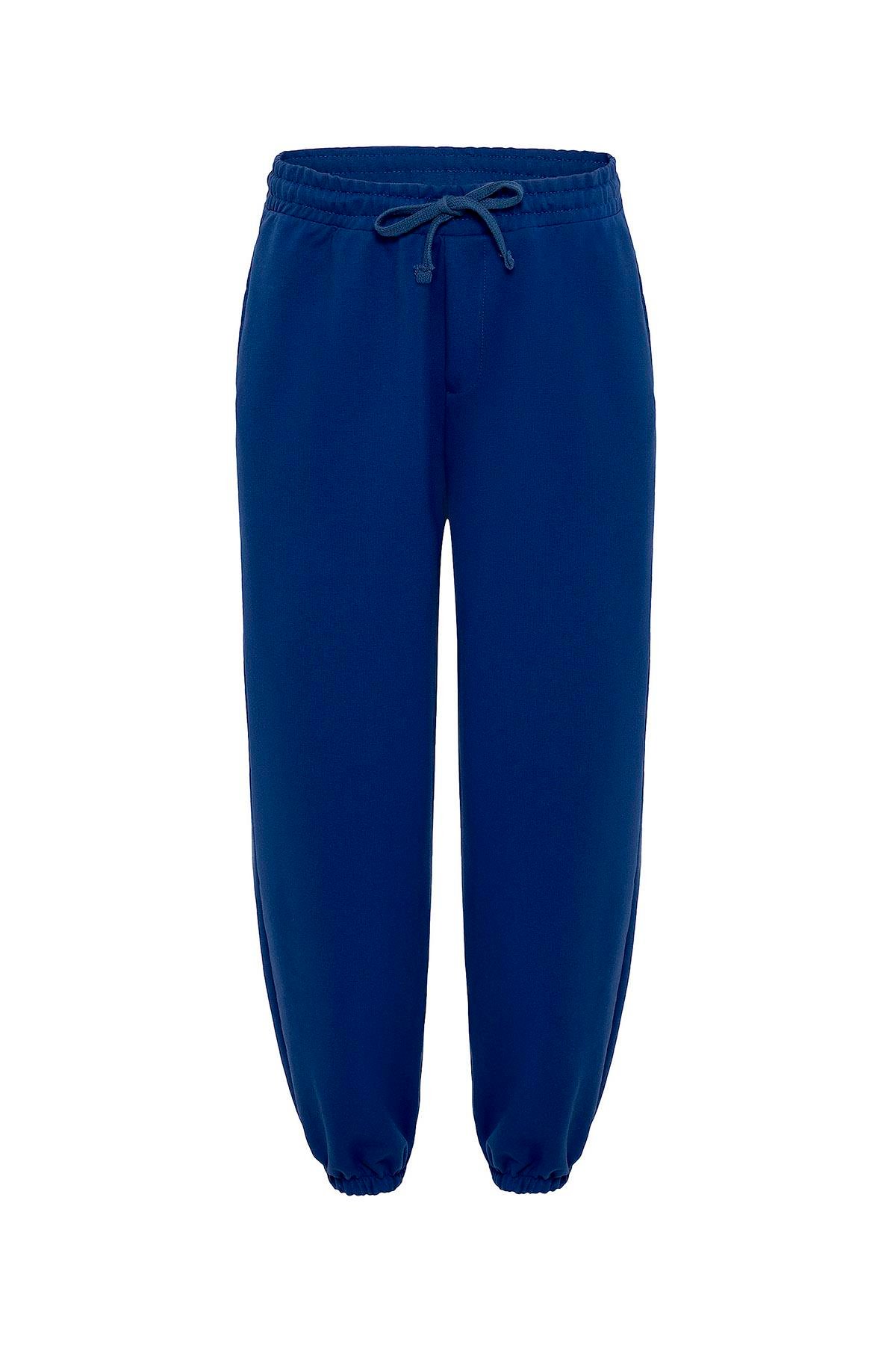 Basıc Paça Lastikli Oversize Eşofman Alt Saks