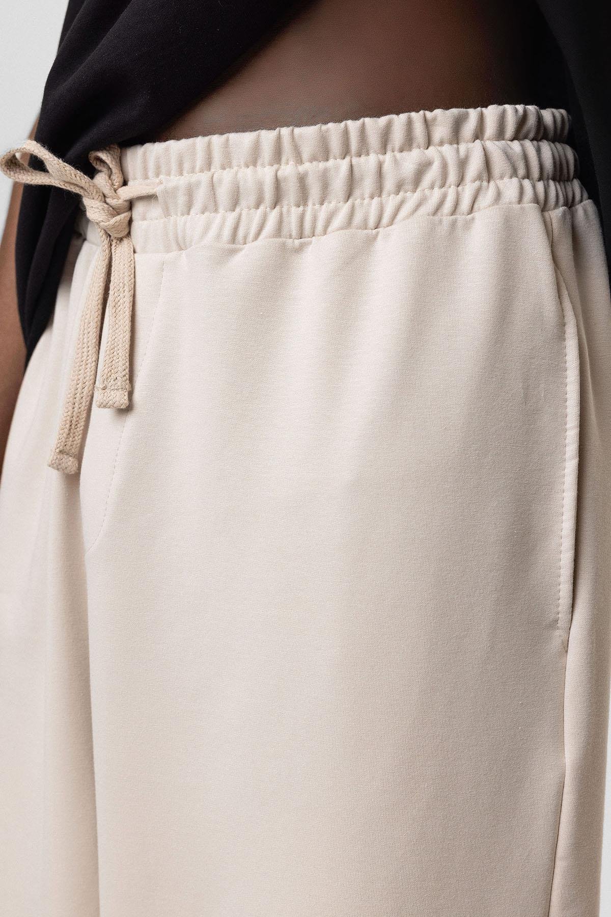 Basıc Paça Lastikli Oversize Eşofman Alt Taş