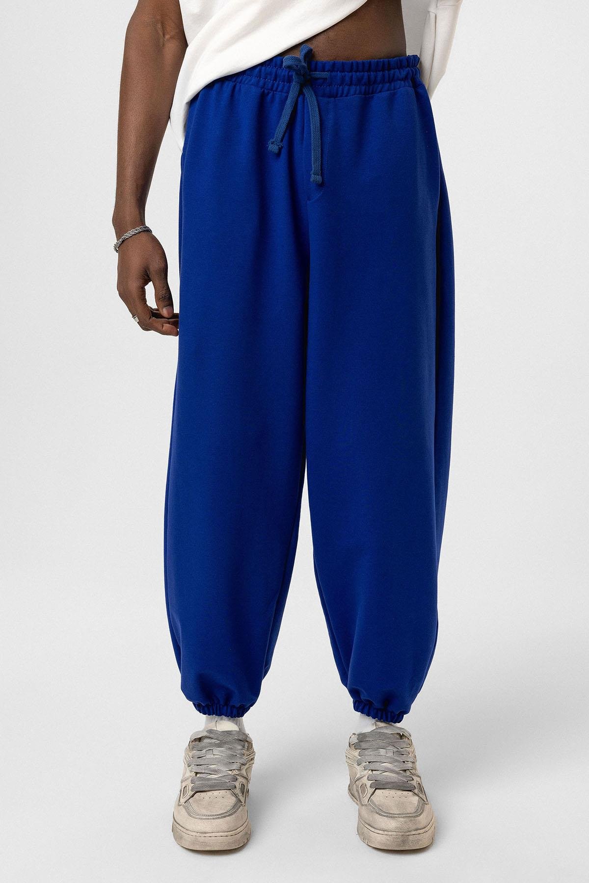 Basıc Paça Lastikli Oversize Eşofman Alt Saks