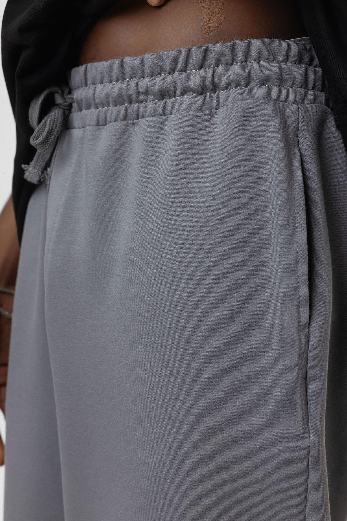 Basıc Paça Lastikli Oversize Eşofman Alt Açık Füme