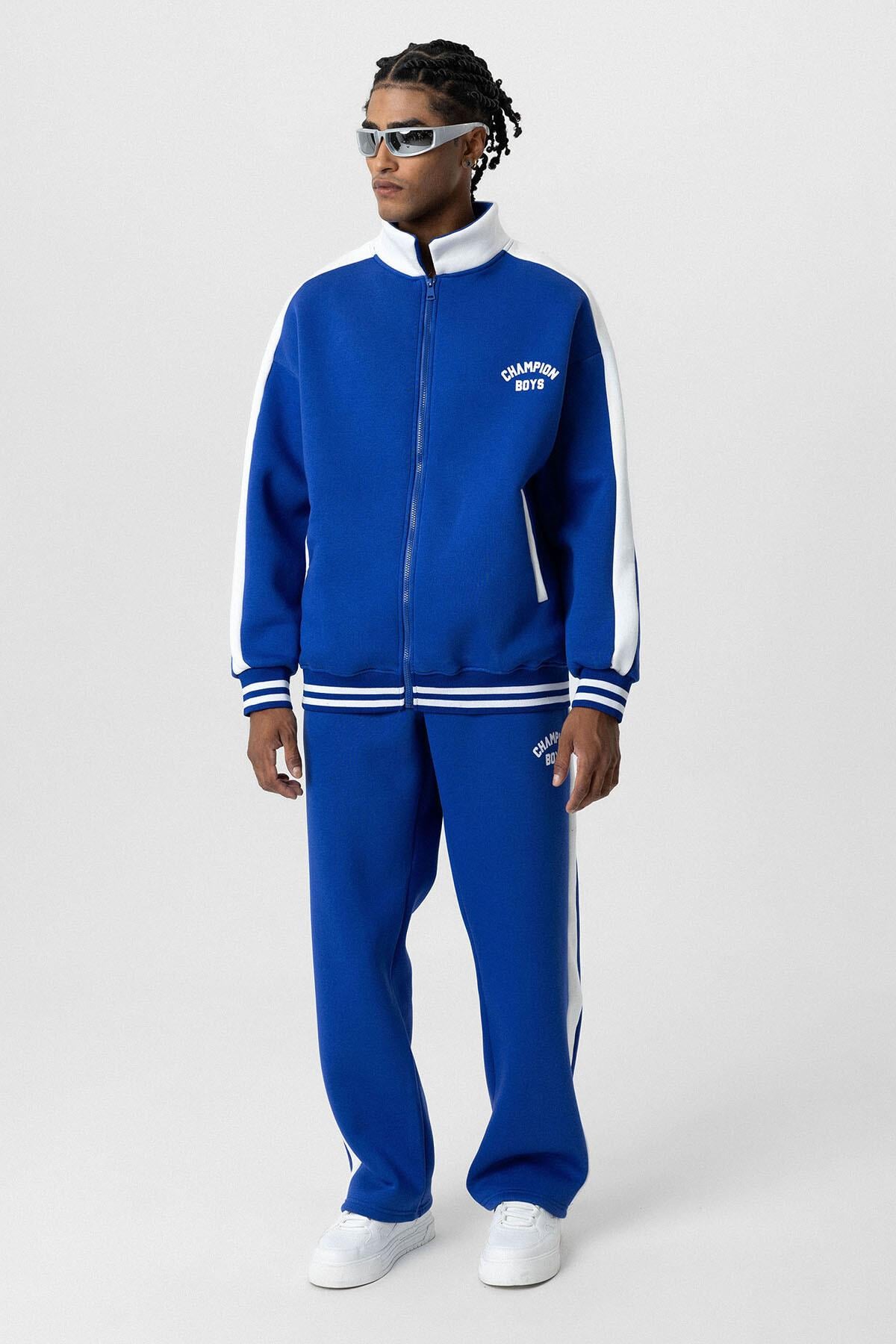 Baskılı Oversize Eşofman Takım Saks