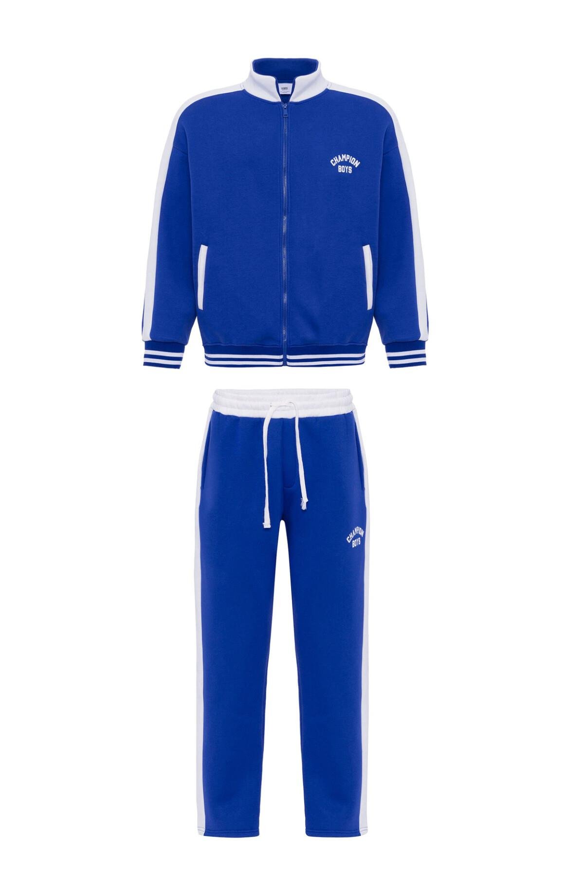 Baskılı Oversize Eşofman Takım Saks