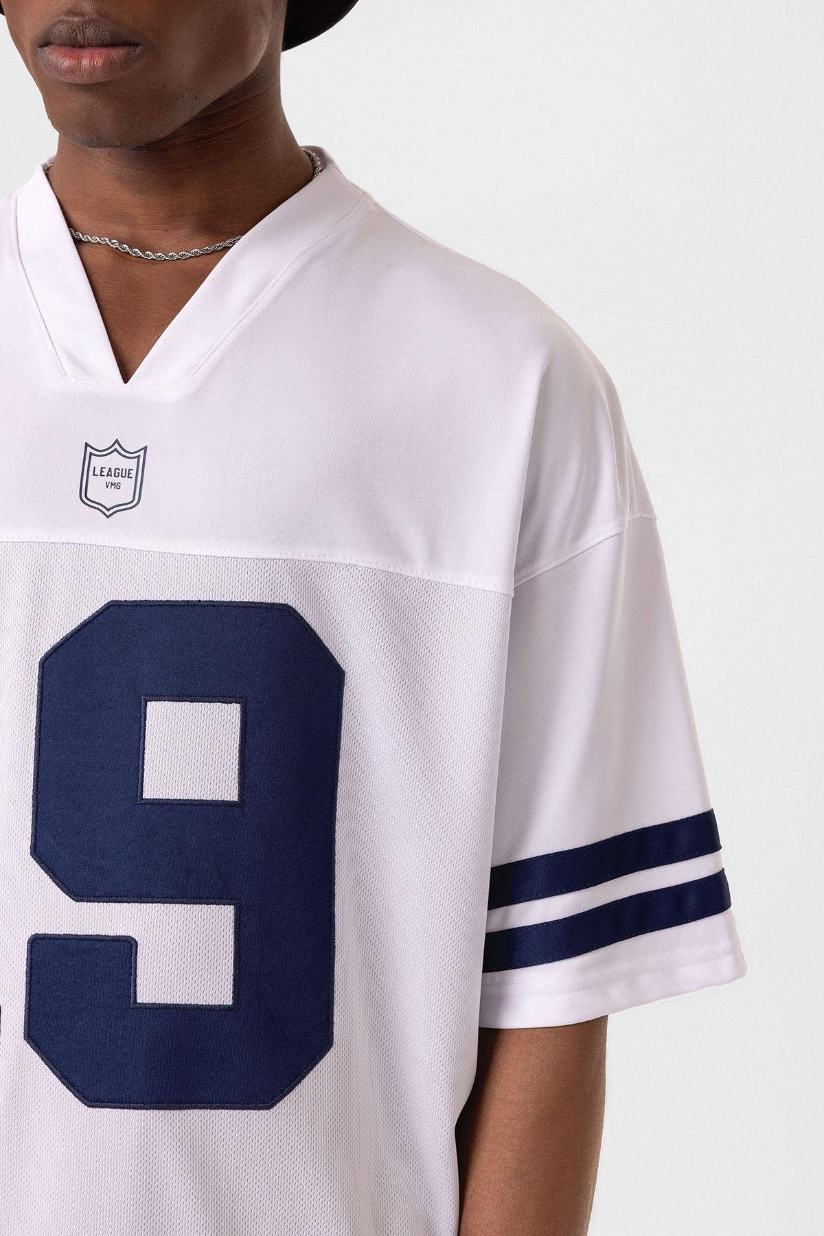 Baskılı Oversize Forma Tişört Beyaz