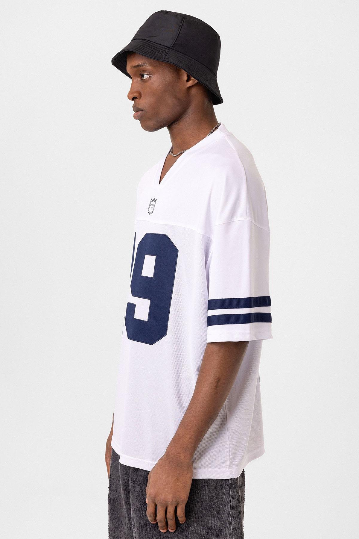 Baskılı Oversize Forma Tişört Beyaz