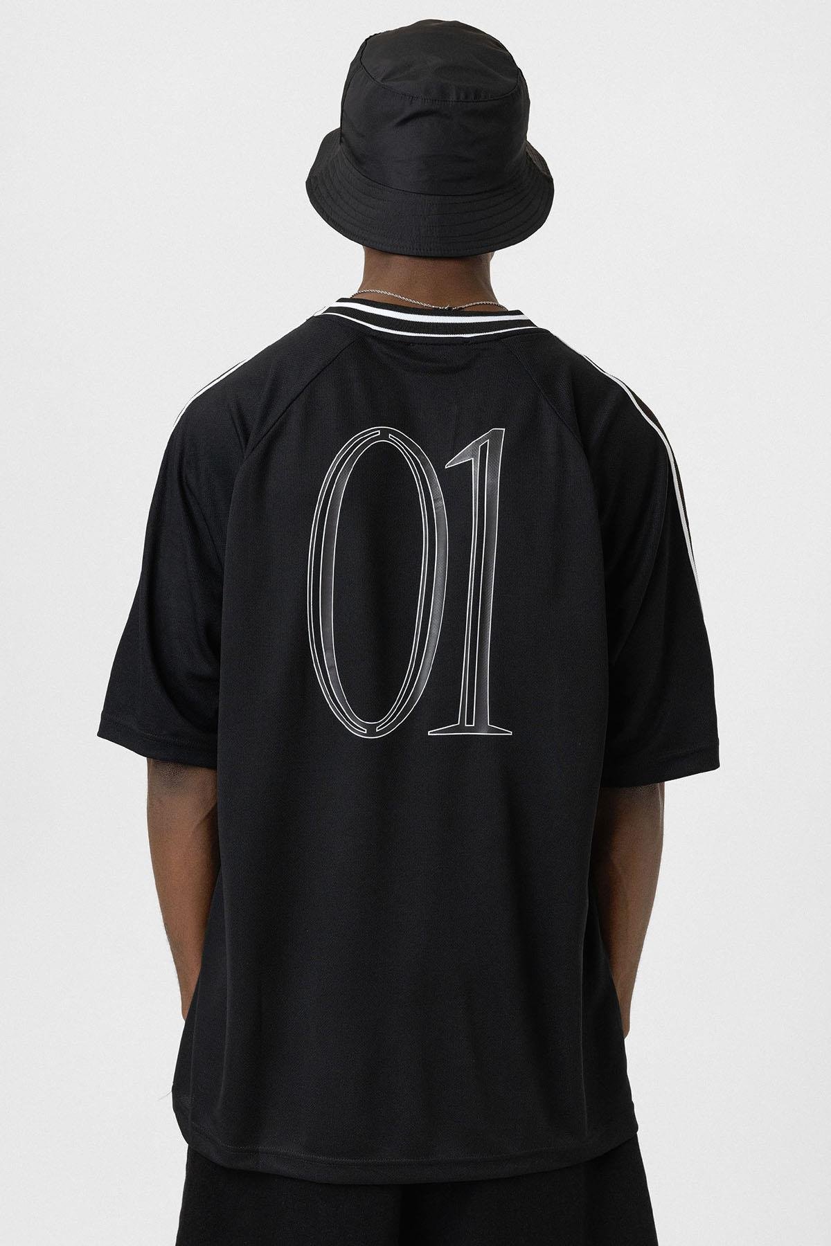 Baskılı Oversize Forma Tişört Siyah