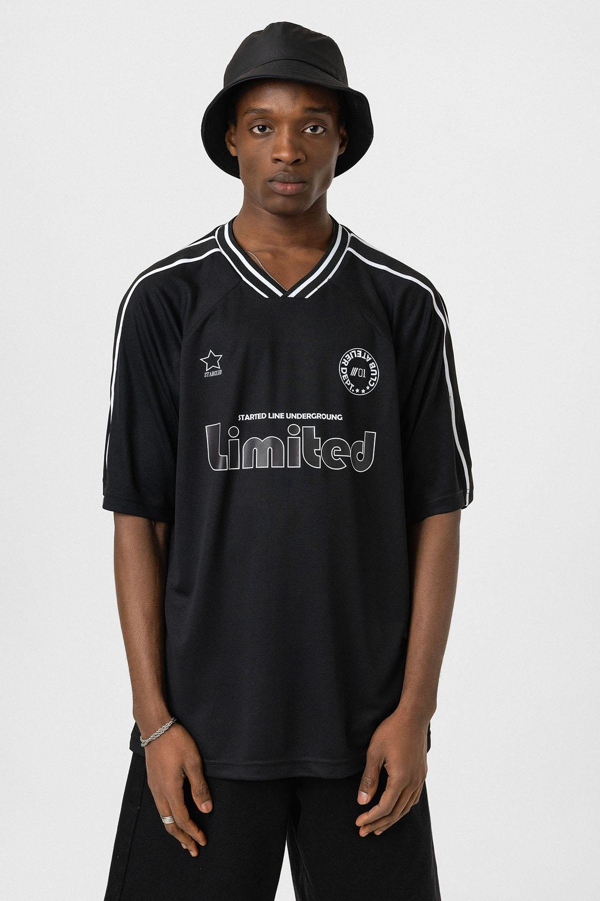 Baskılı Oversize Forma Tişört Siyah