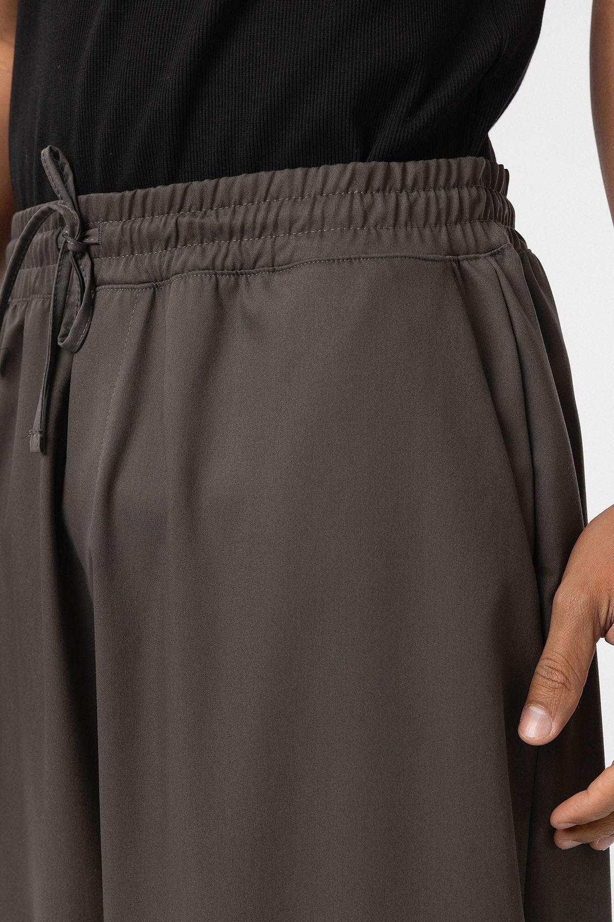 Bel Lastikli Baggy Pantolon Füme