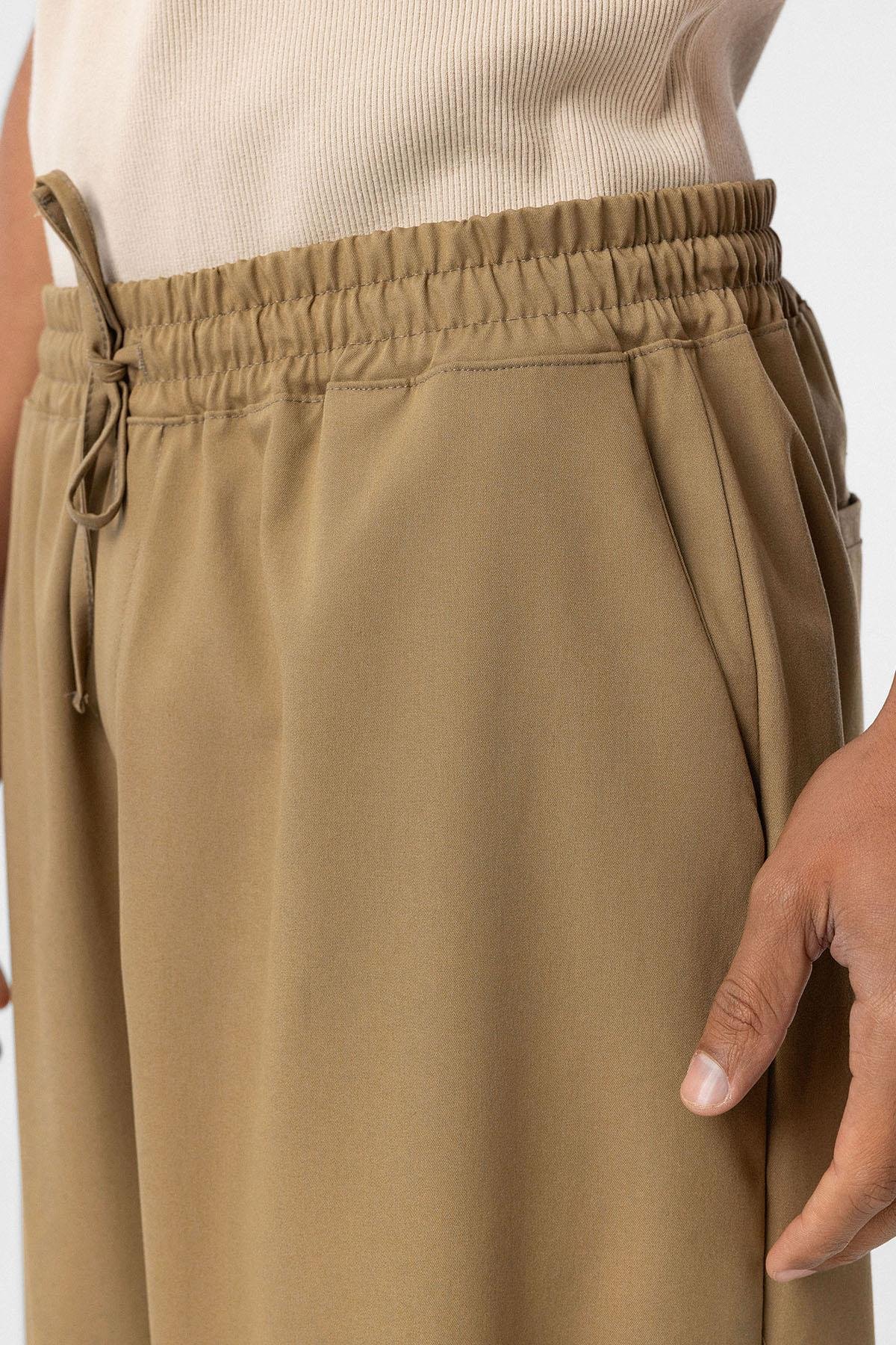 Bel Lastikli Baggy Pantolon Haki