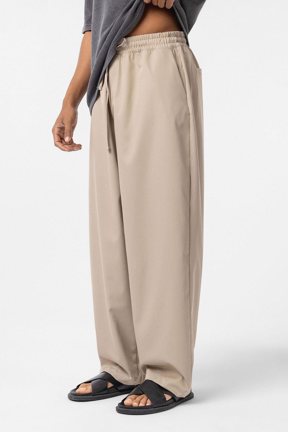 Bel Lastikli Baggy Pantolon Taş