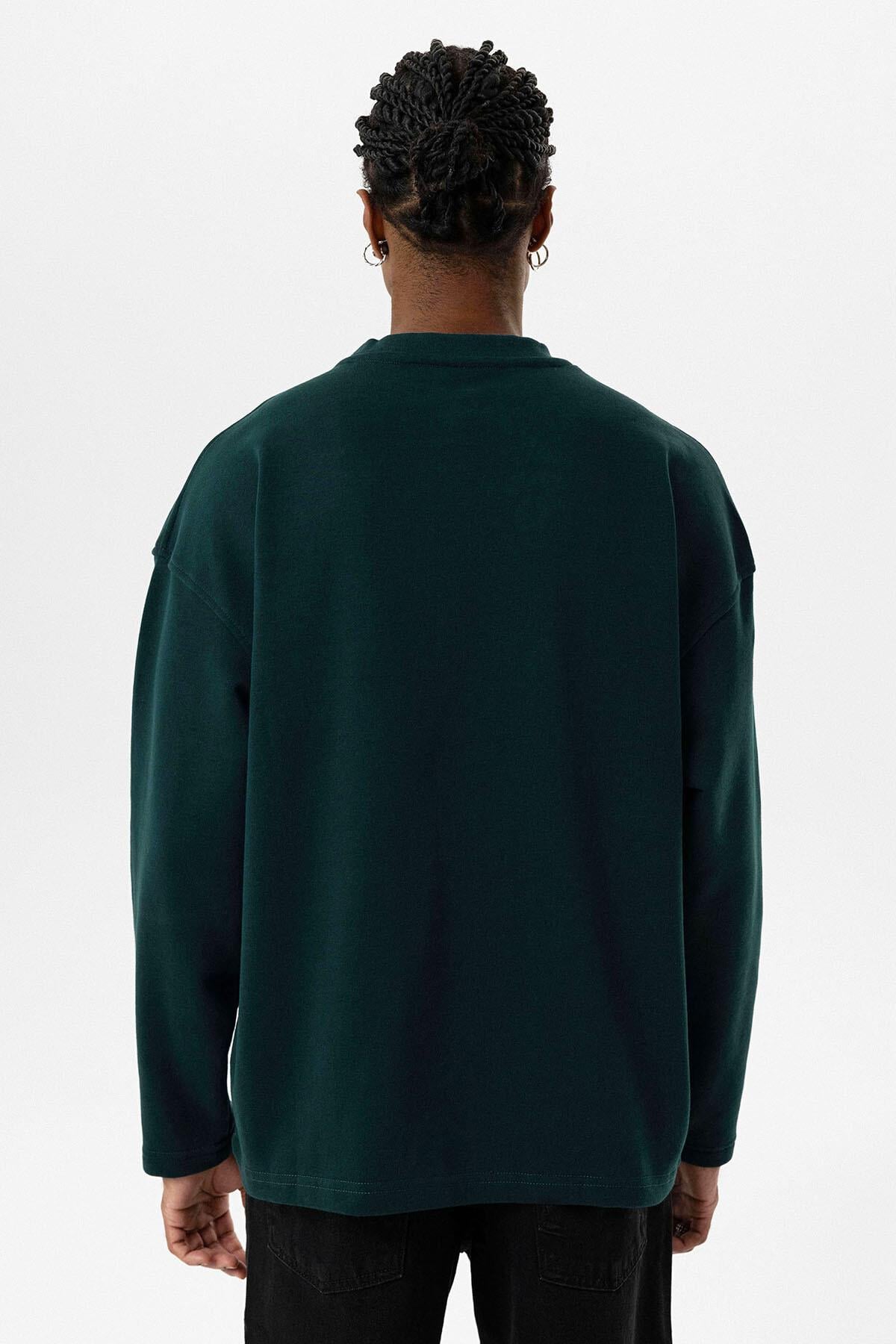 Cep Detaylı Oversize Sweatshirt Nefti