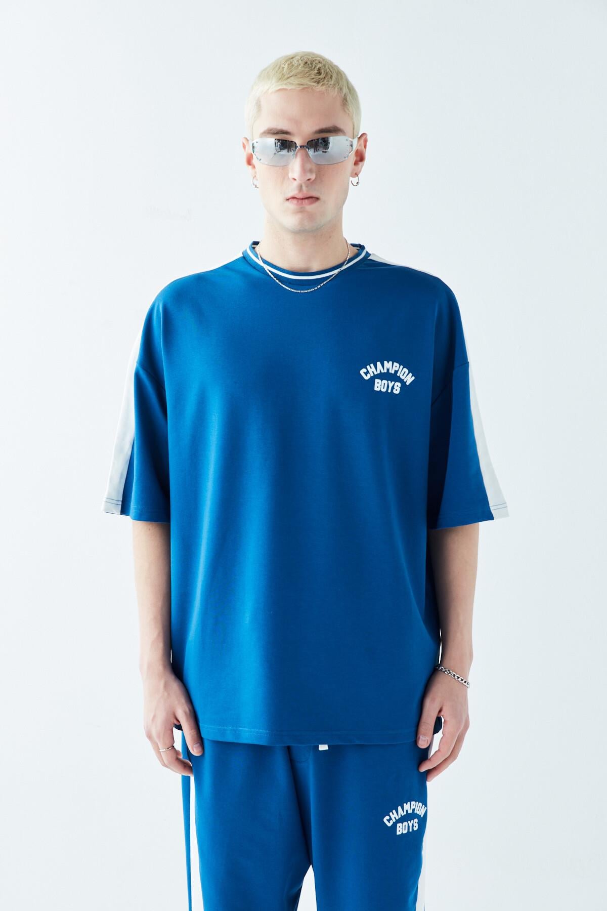 Champıon Boys Baskılı Oversize Eşofman Takım İndigo