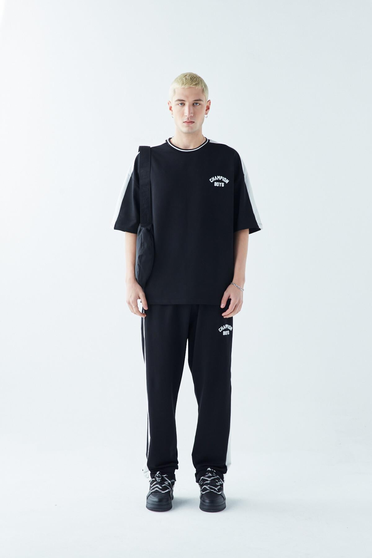Champıon Boys Baskılı Oversize Eşofman Takım Siyah