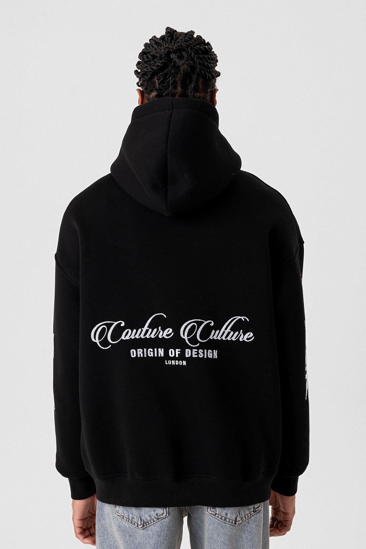 Desenli Oversize Sweatshirt Siyah