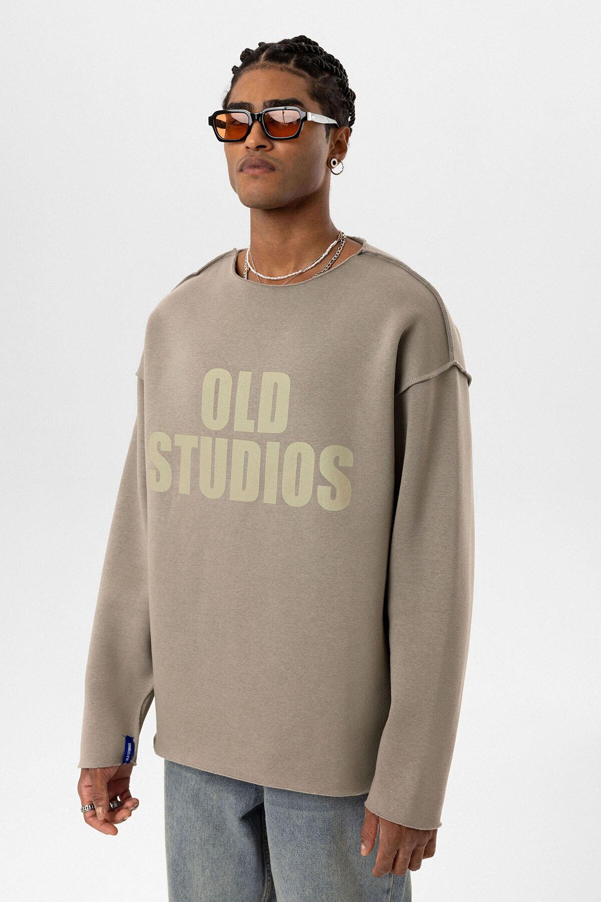 Dikiş Detaylı Overıze Sweatshirt Haki