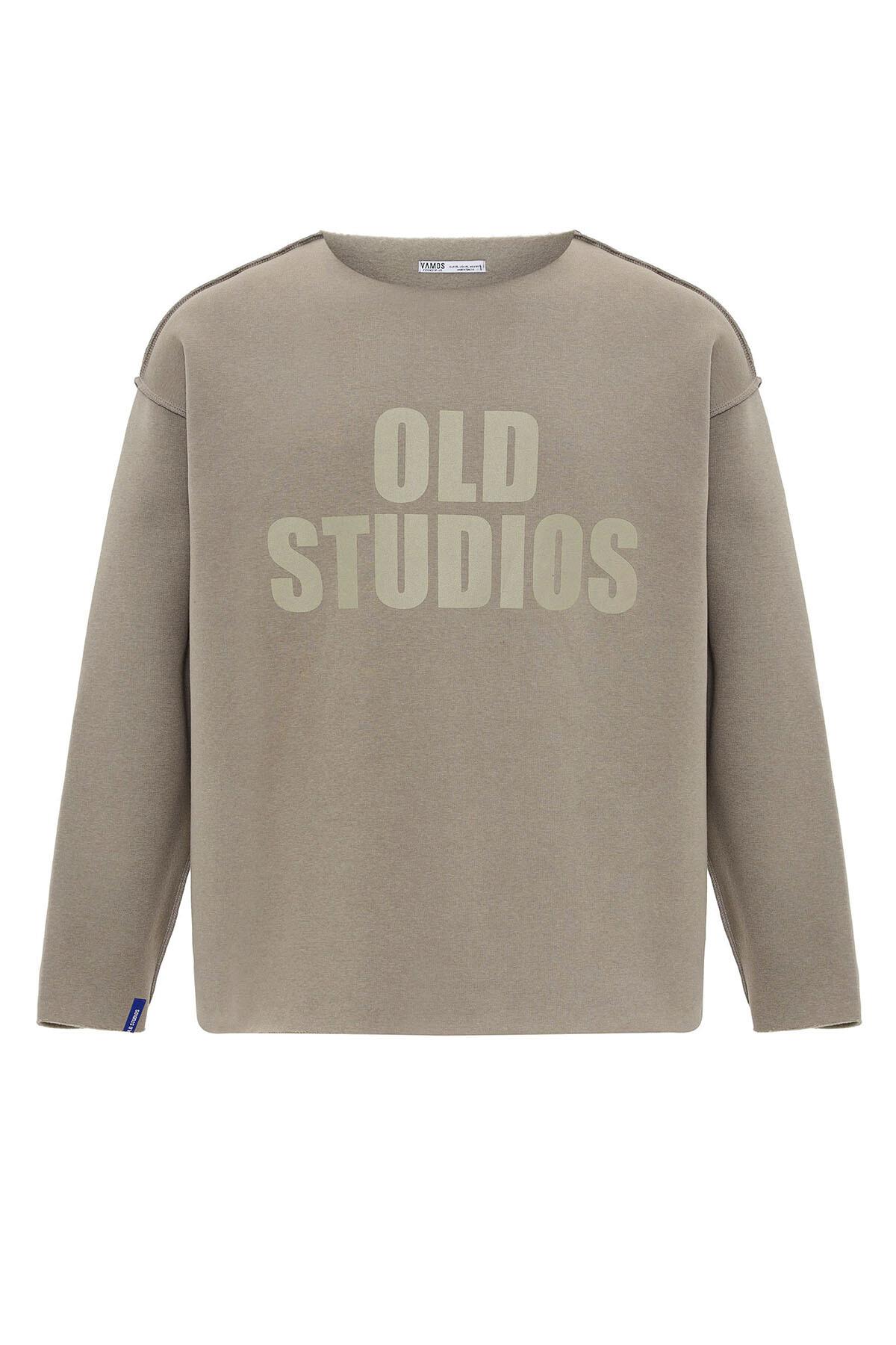 Dikiş Detaylı Overıze Sweatshirt Haki