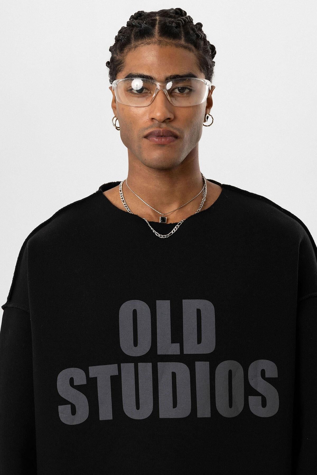 Dikiş Detaylı Overıze Sweatshirt Siyah