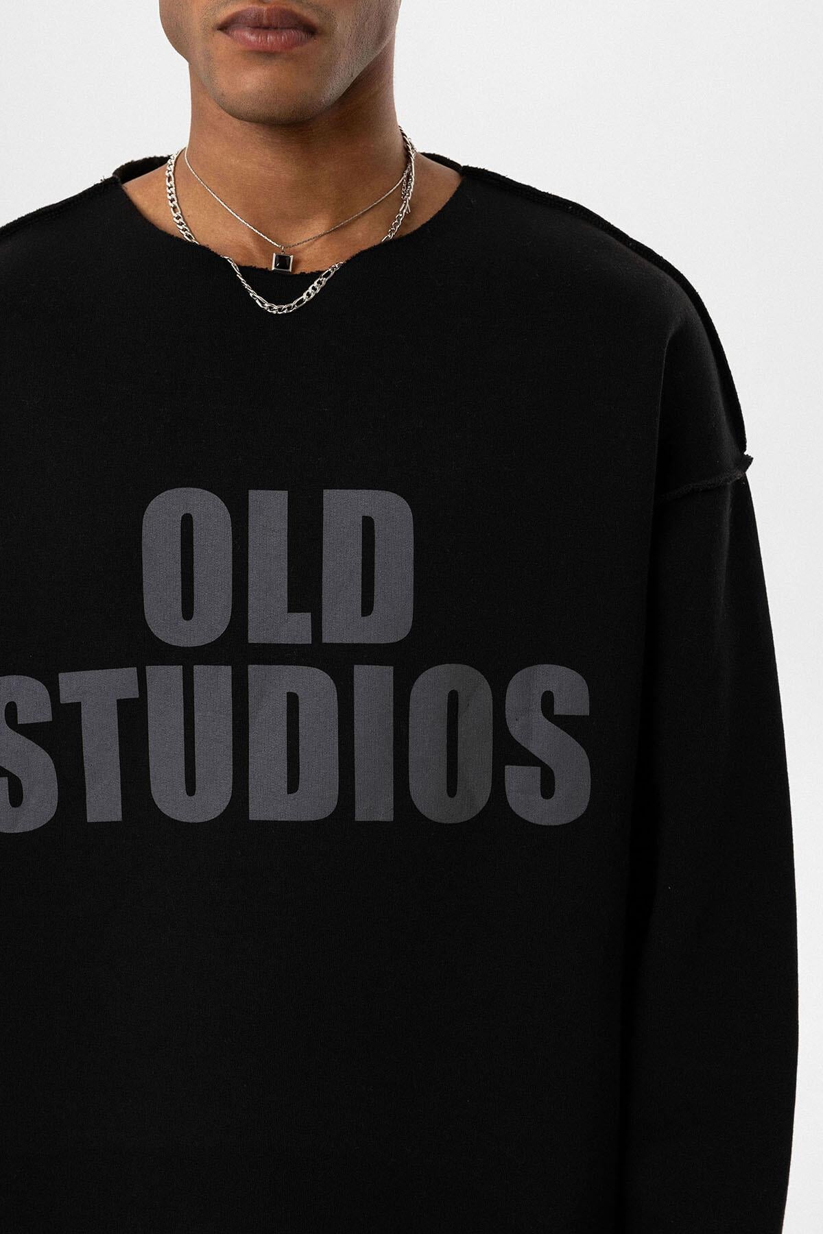 Dikiş Detaylı Overıze Sweatshirt Siyah