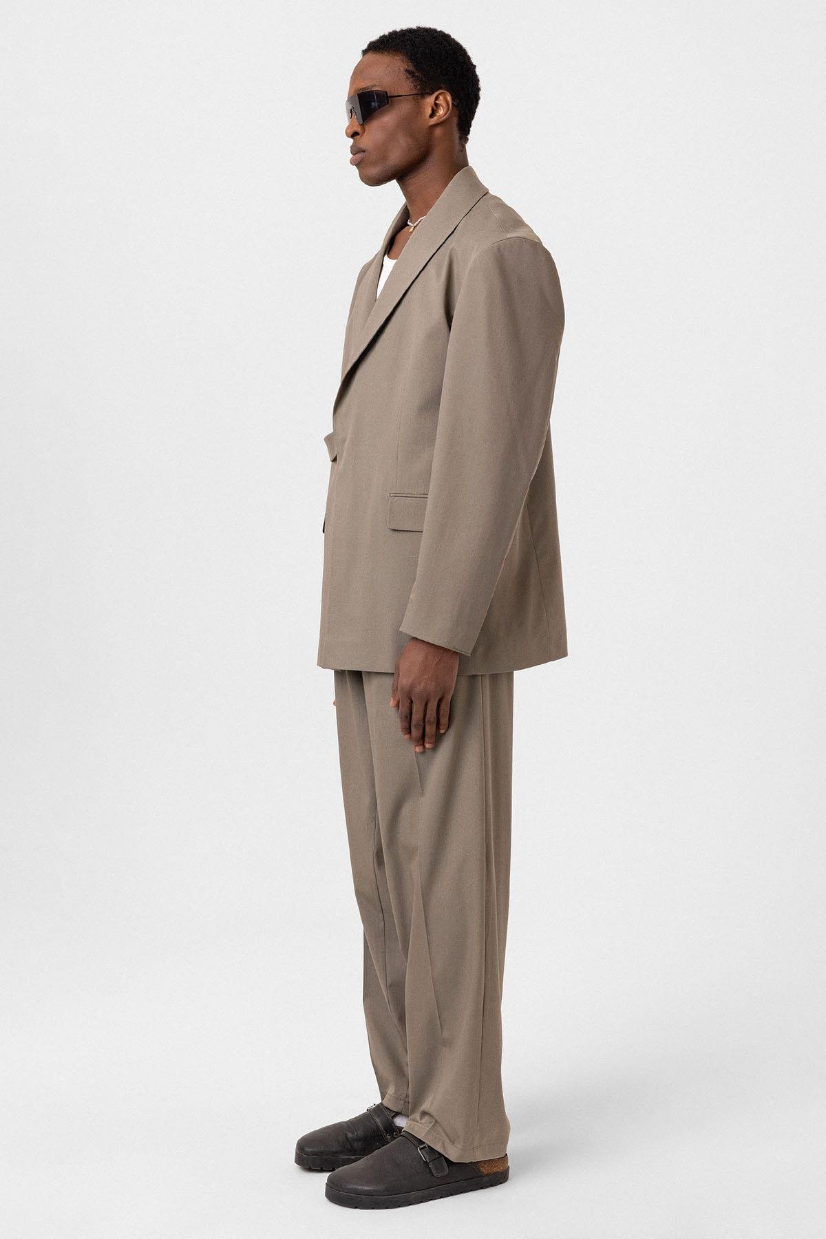 Kruvaze Kapama Oversize Takım Elbise Haki