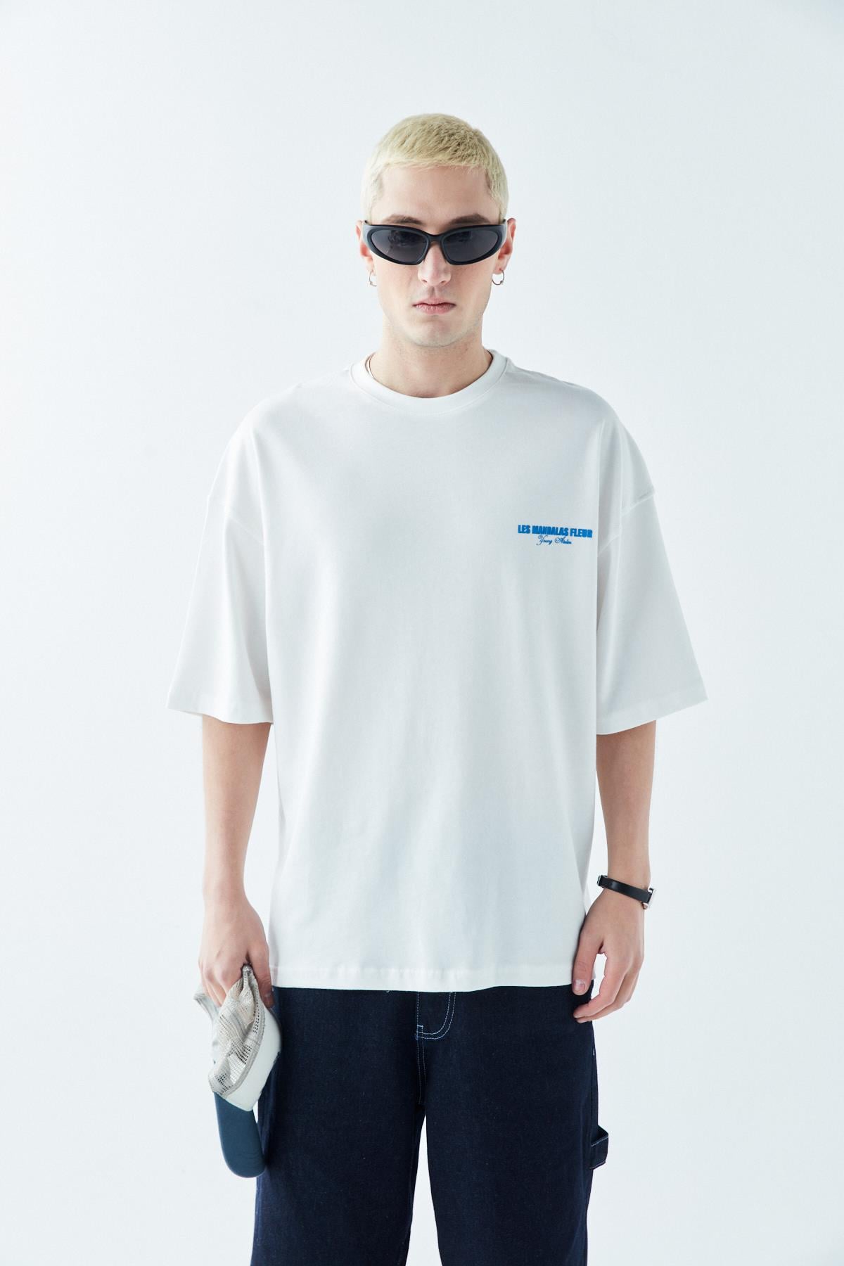 Les Mandalas Arka Baskılı Oversize Tişört Ekru
