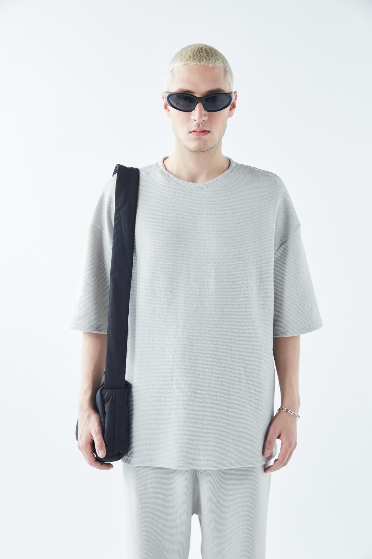 Oversize Basıc Triko Eşofman Takım Gri