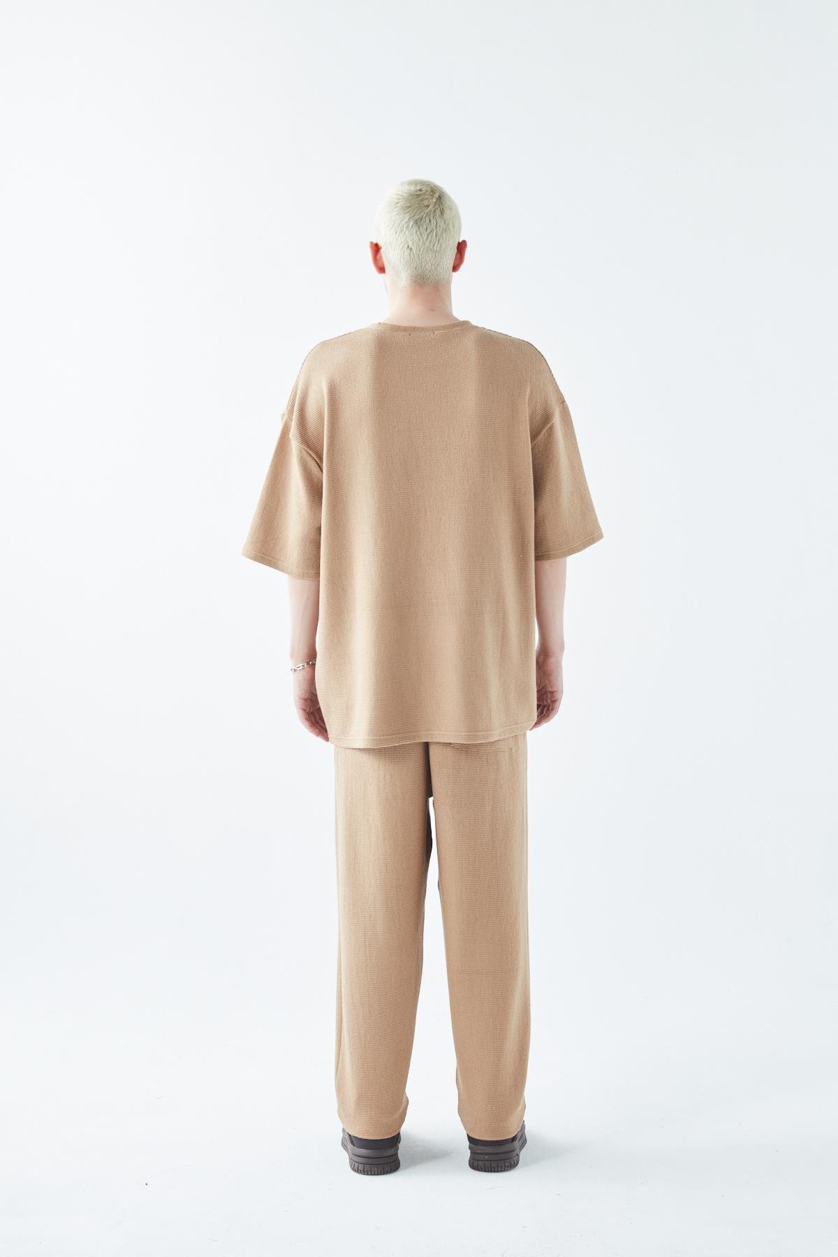 Oversize Basıc Triko Eşofman Takım Vizon