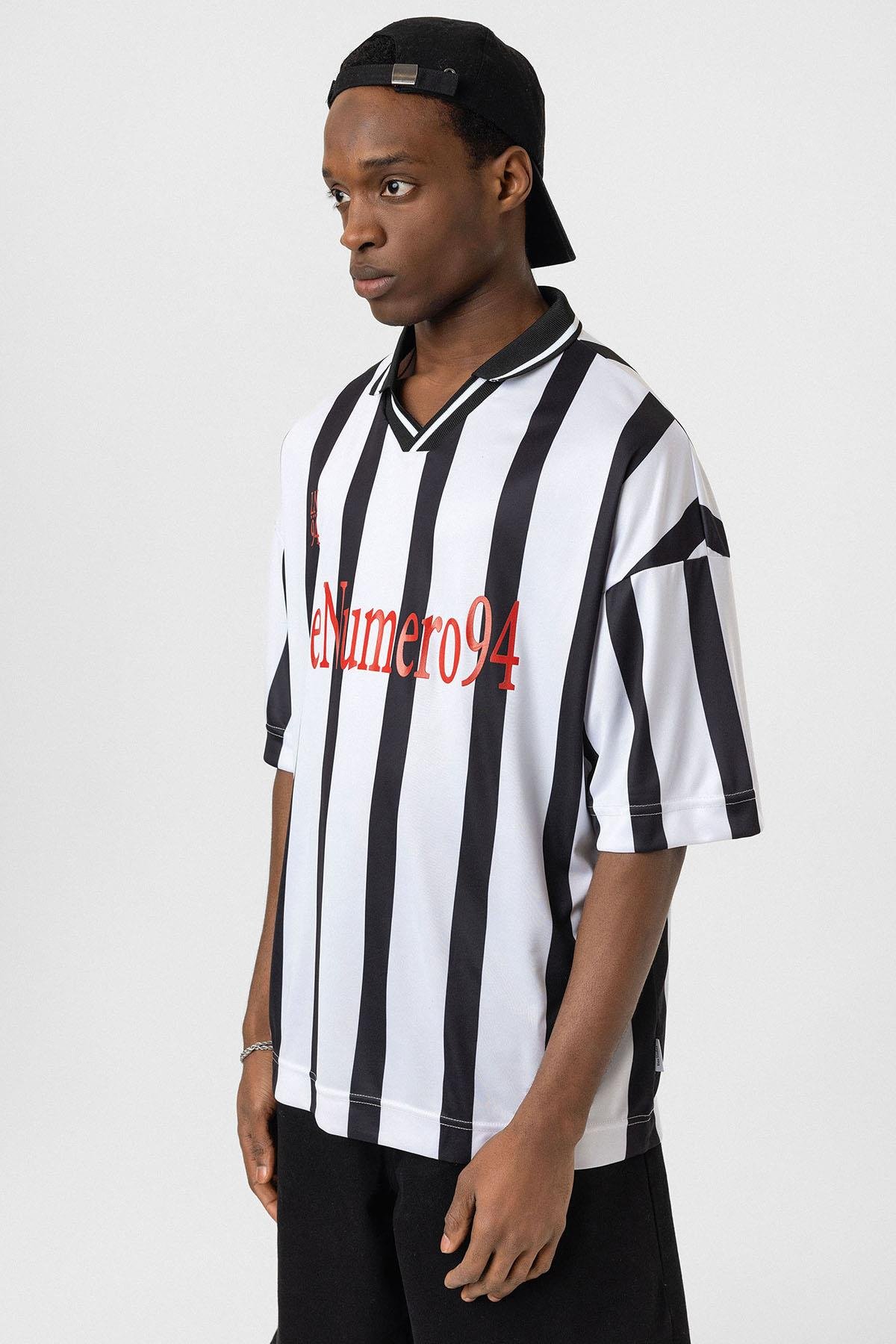 Oversize Baskılı Forma Tişört Beyaz