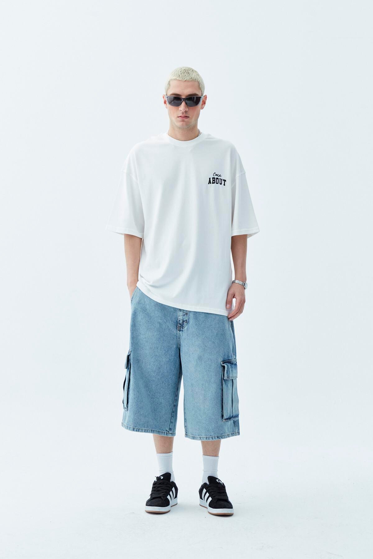 Oversize Bermuda Denim Şort Mavı Renk-1