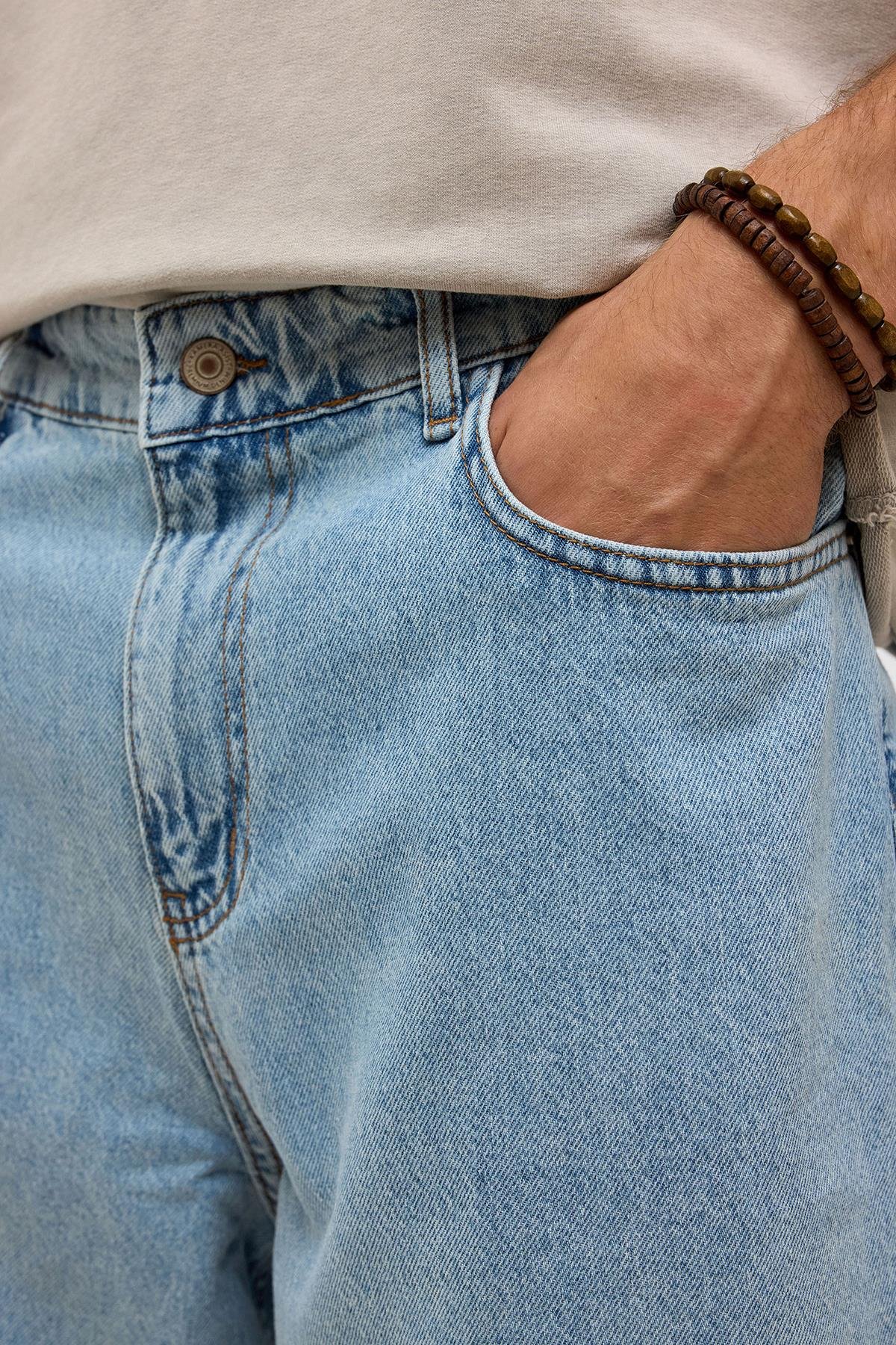 Oversize Bermuda Denim Şort Mavı Renk-1