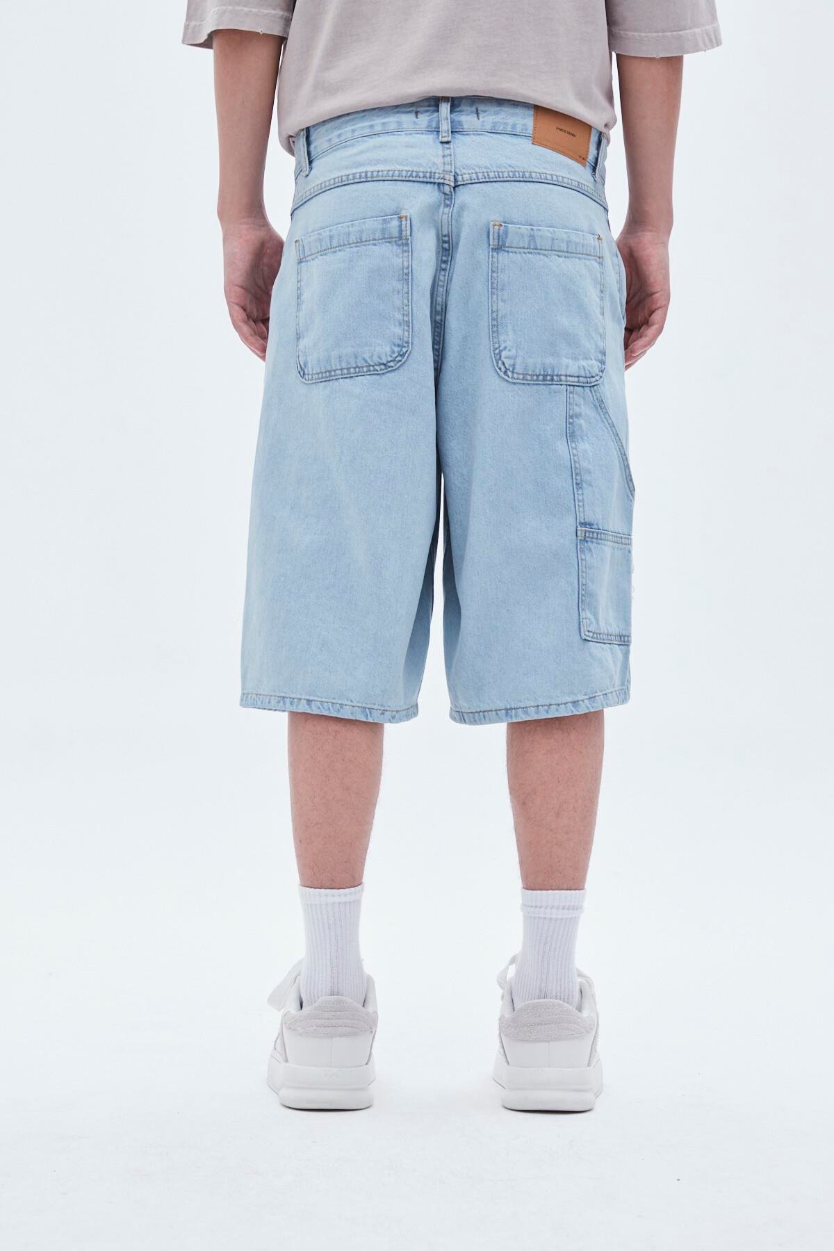 Oversize Bermuda Denim Şort Mavı Renk-2