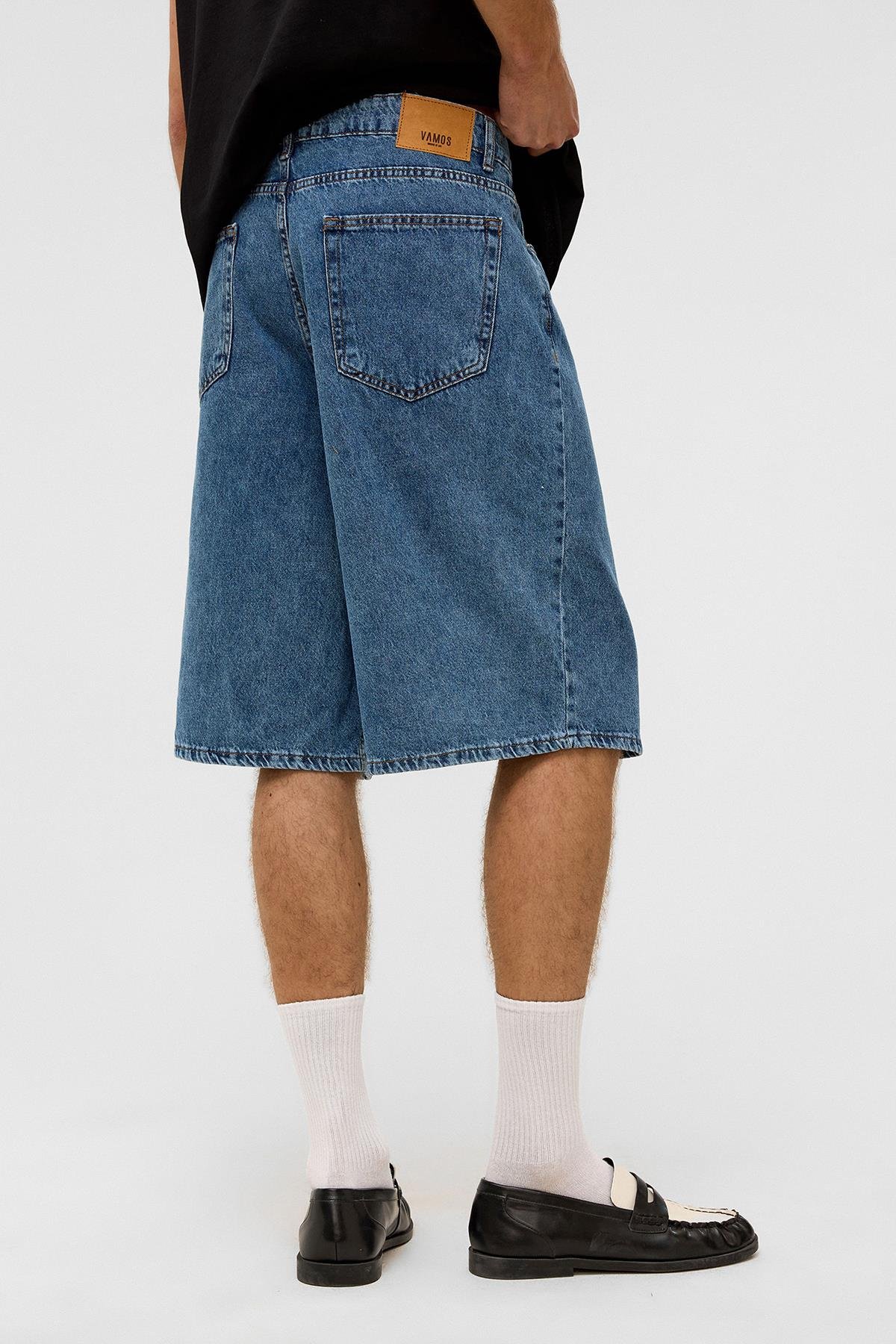 Oversize Bermuda Denim Şort Mavı Renk-2