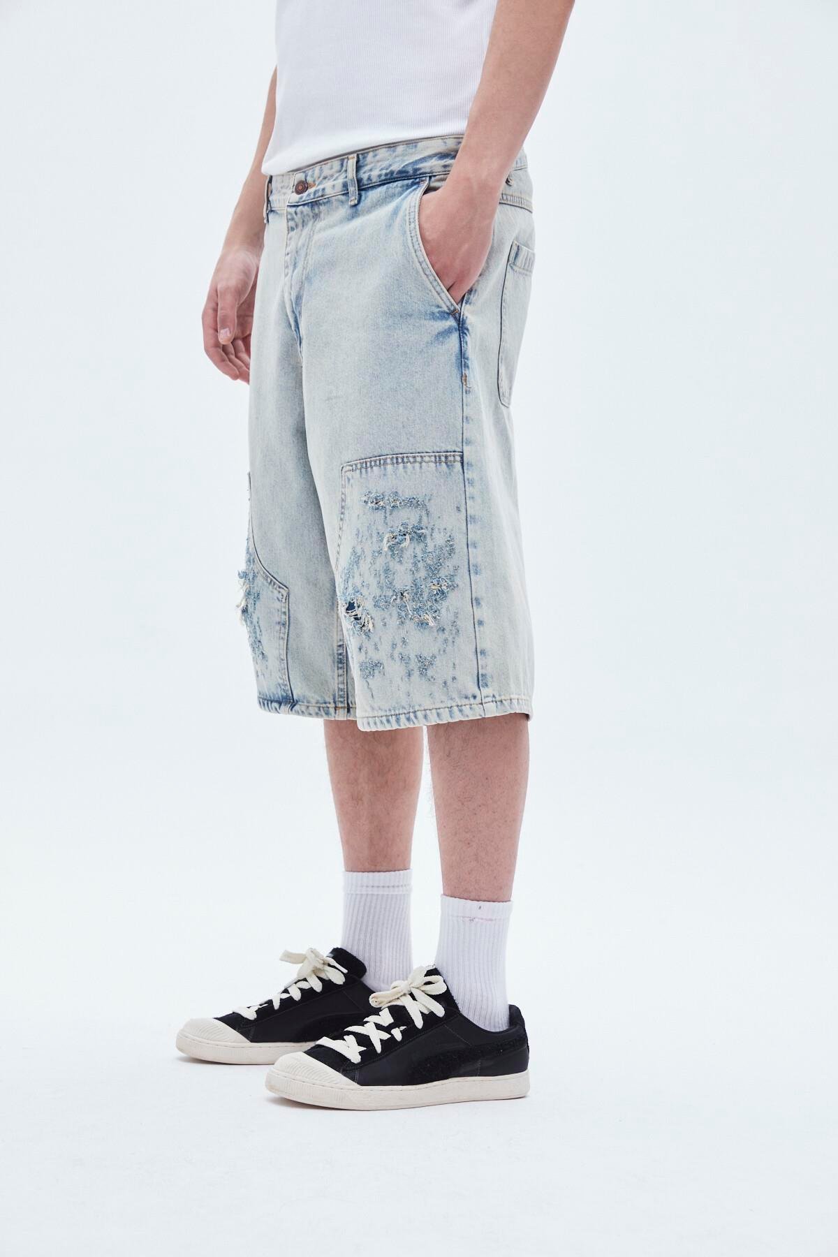 Oversize Bermuda Denim Şort Mavı Renk-1