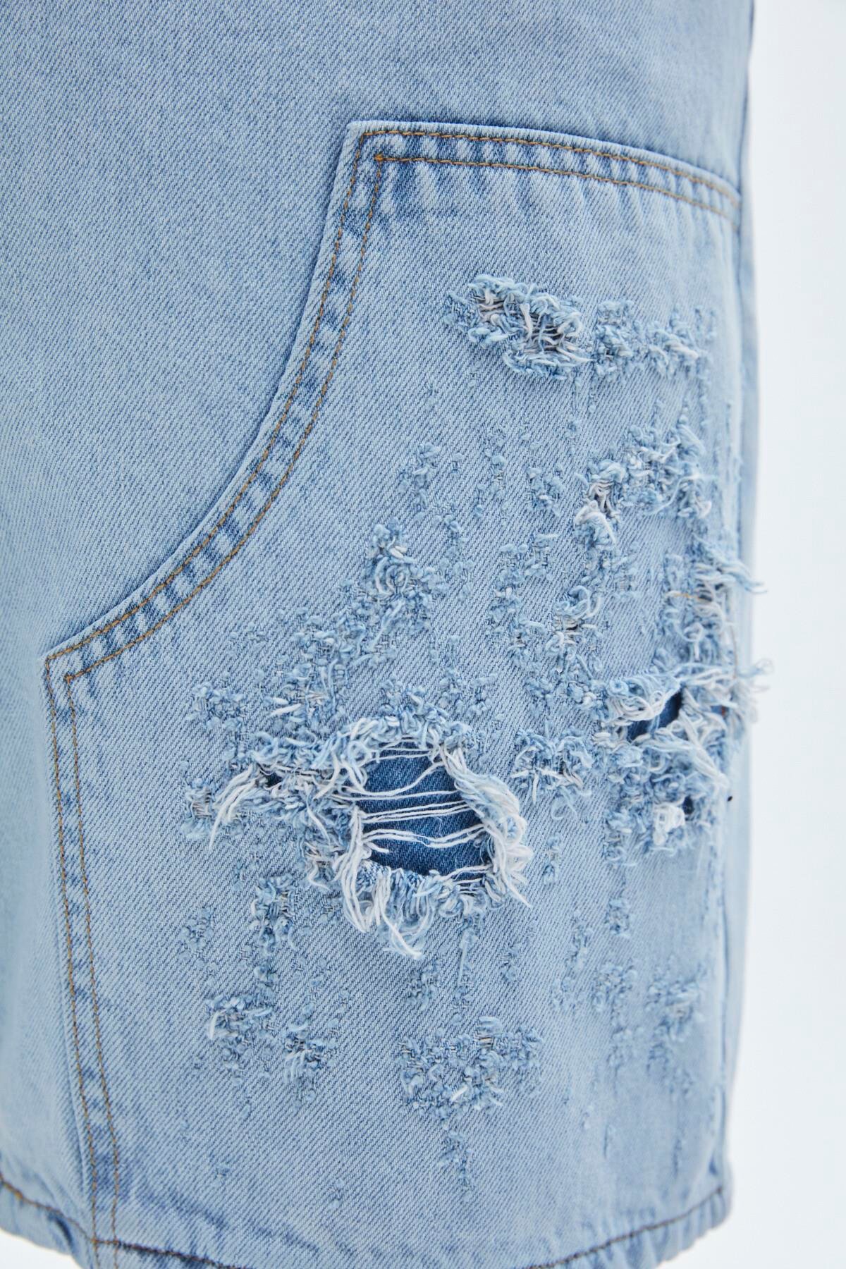 Oversize Bermuda Denim Şort Mavı Renk-2