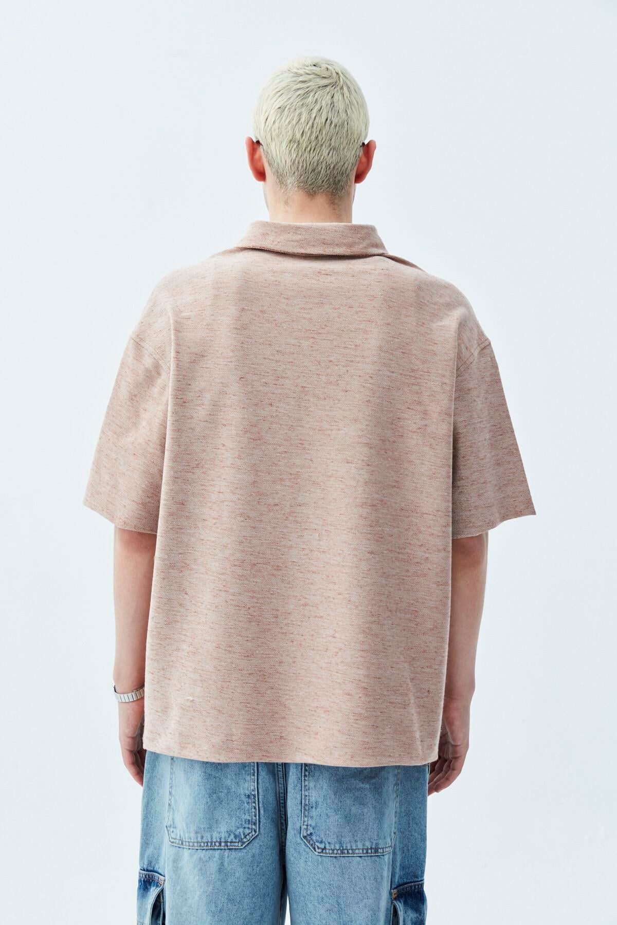 Oversize Keten Gömlek Kahve