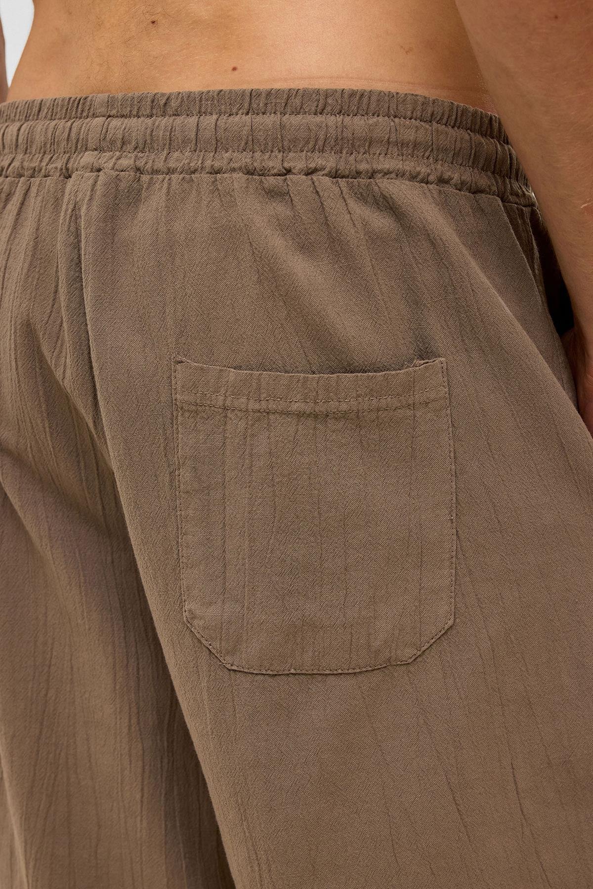 Oversize Keten Şort Kahve