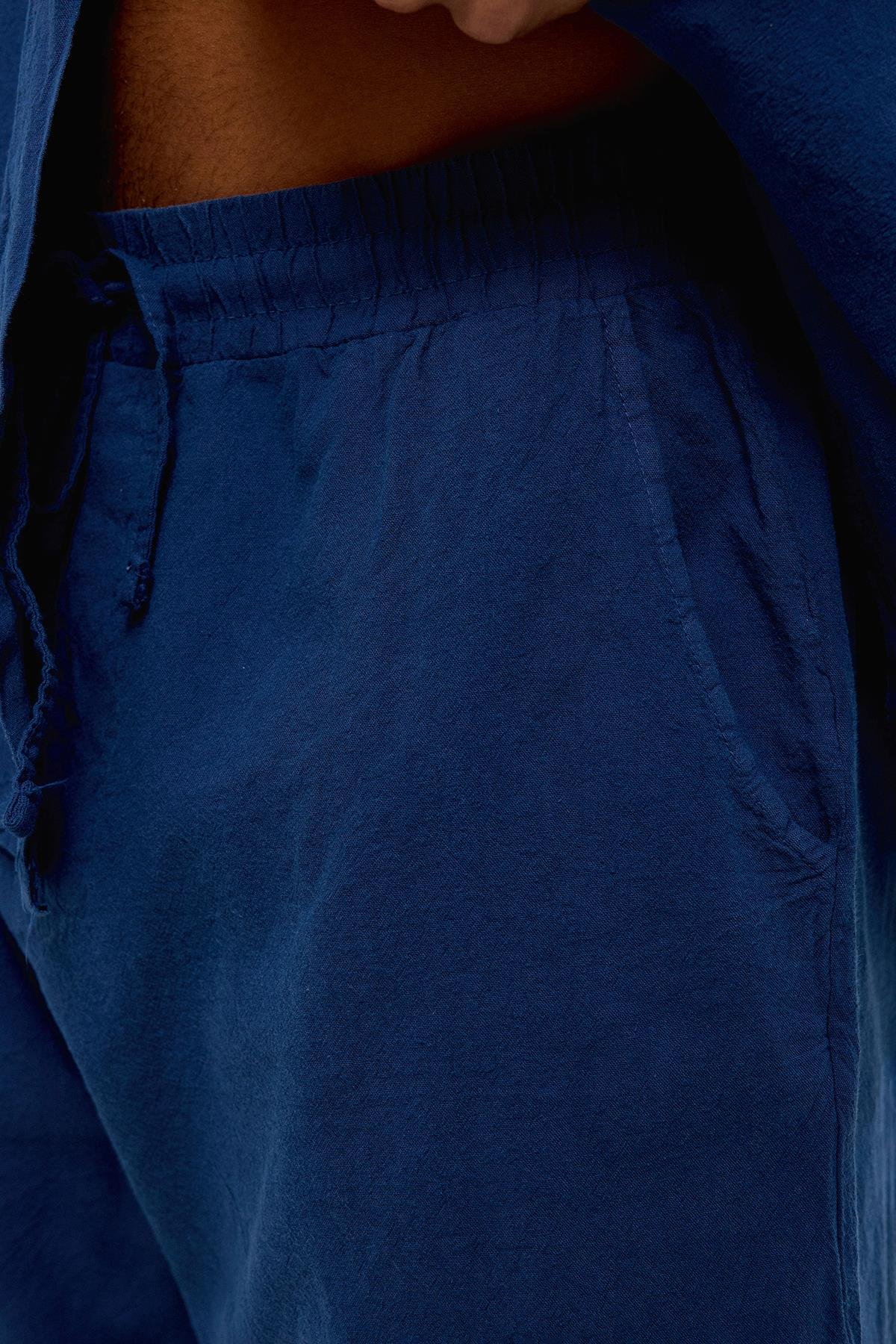 Oversize Keten Şort Lacivert