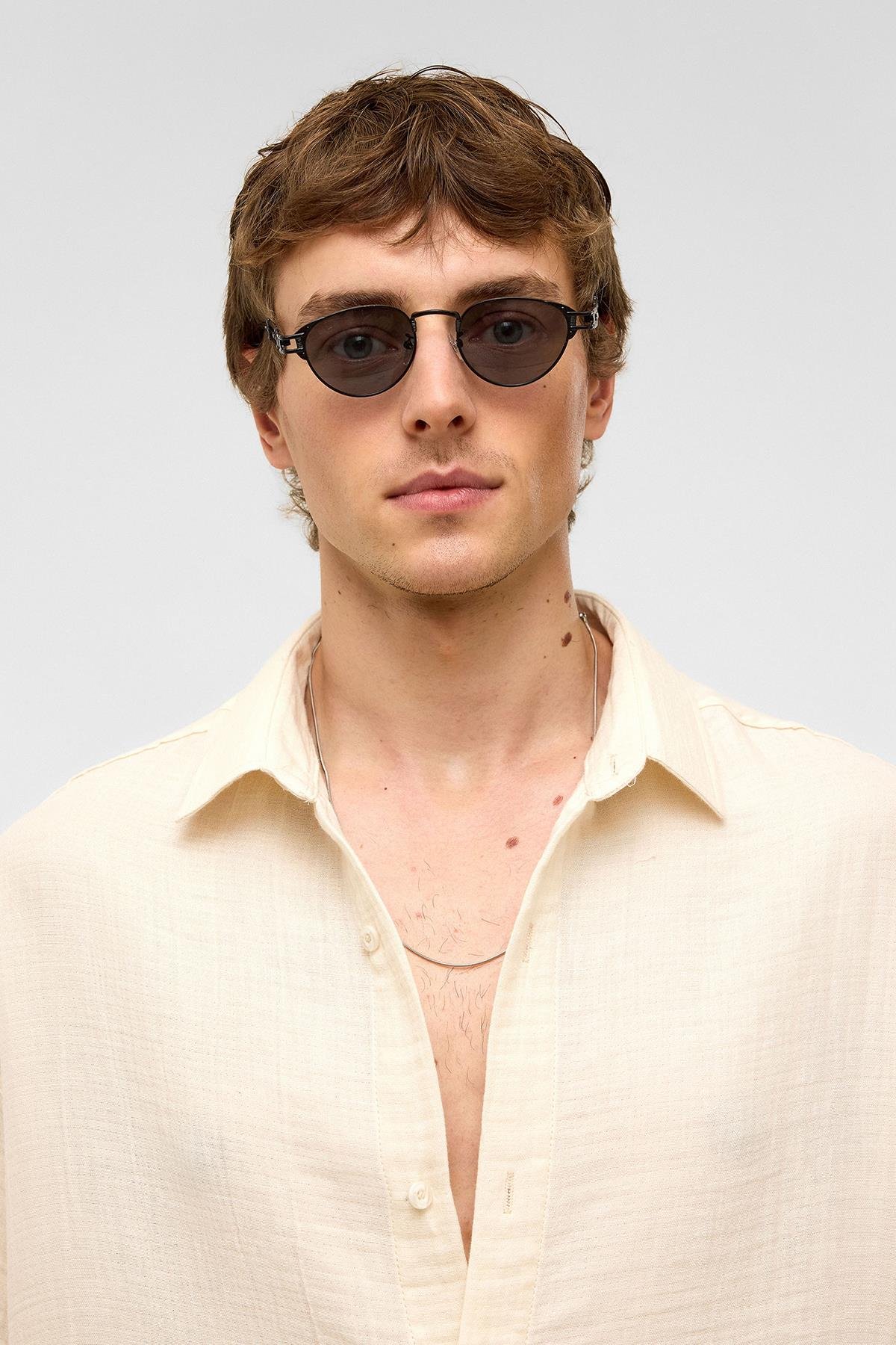 Oversize Kısa Kollıu Müslin Kumaş Gömlek Naturel