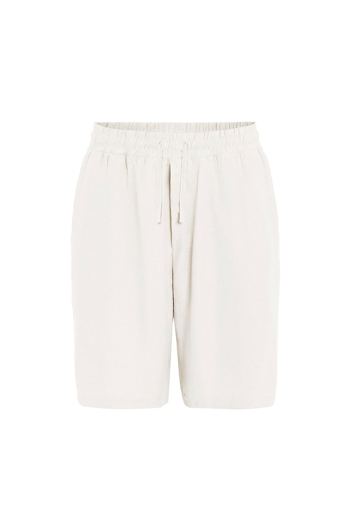 Oversize Modal Kumaş Bermuda Şort Ekru