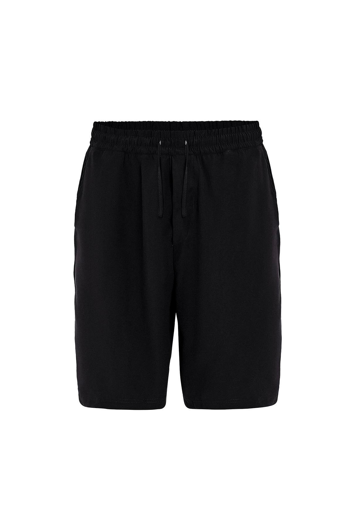 Oversize Modal Kumaş Bermuda Şort Siyah