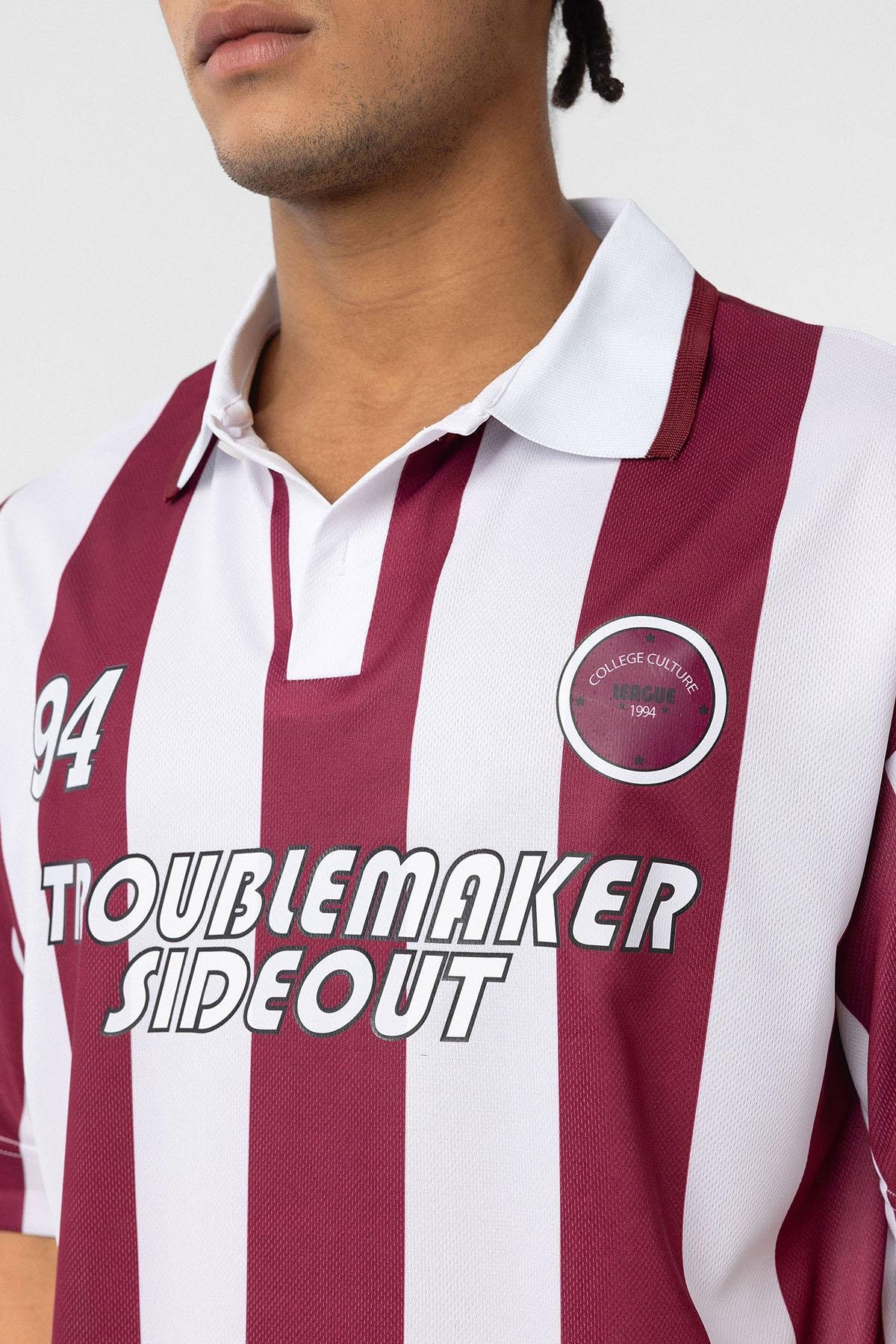 Oversize Polo Yaka Forma Tişört Bordo